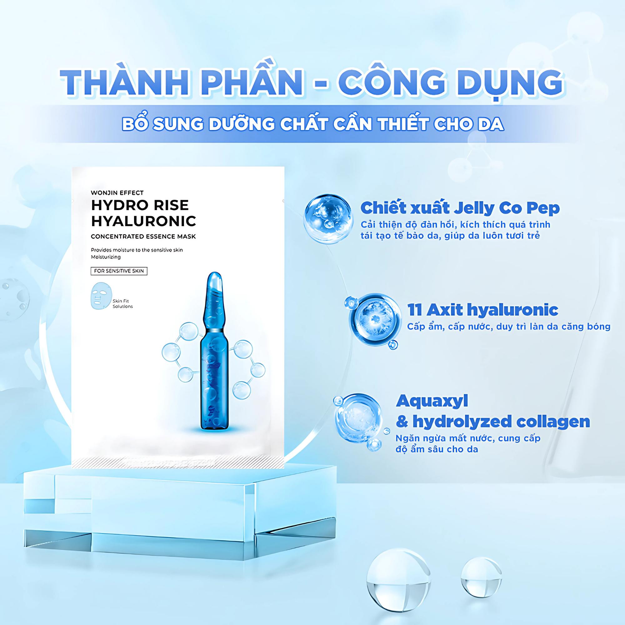 Mặt Nạ Wonjin Effect Hydro Rise Hyaluronic Cấp Ẩm Chuyên Sâu – 30g (1 Miếng)/(1 hộp 10 miếng) - Image 3