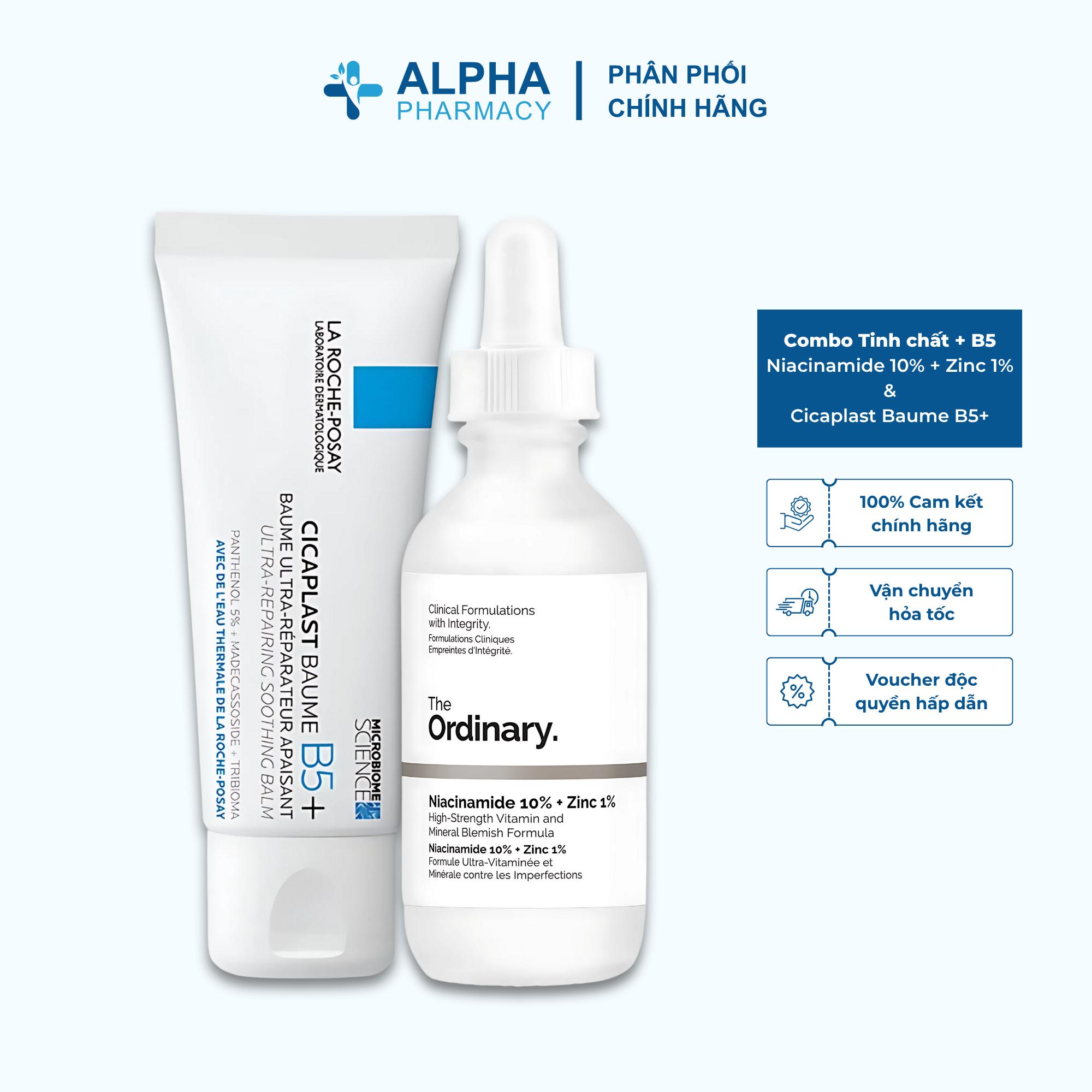 Combo Tinh Chất The Ordinary Niacinamide 10% + Zinc 1% (30ml) Và Cicaplast Baume B5+ (40ml)
