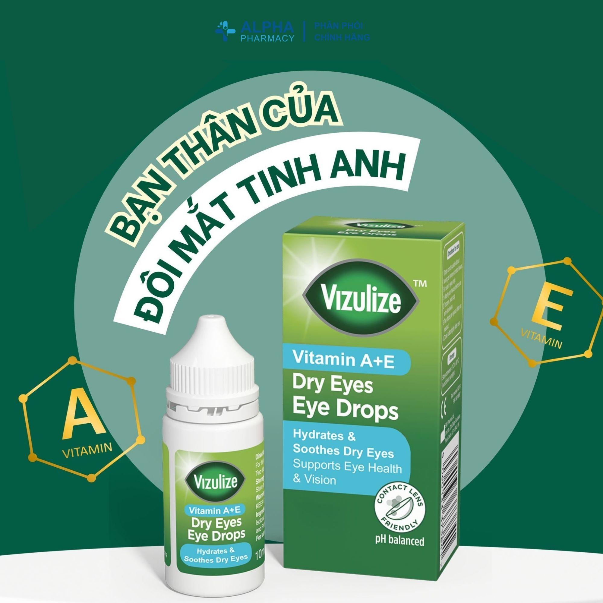 VIZULIZE Vitamin A+E Cho Mắt Khô Giảm Khô Rát, Mỏi Mắt - 10ml - Image 2