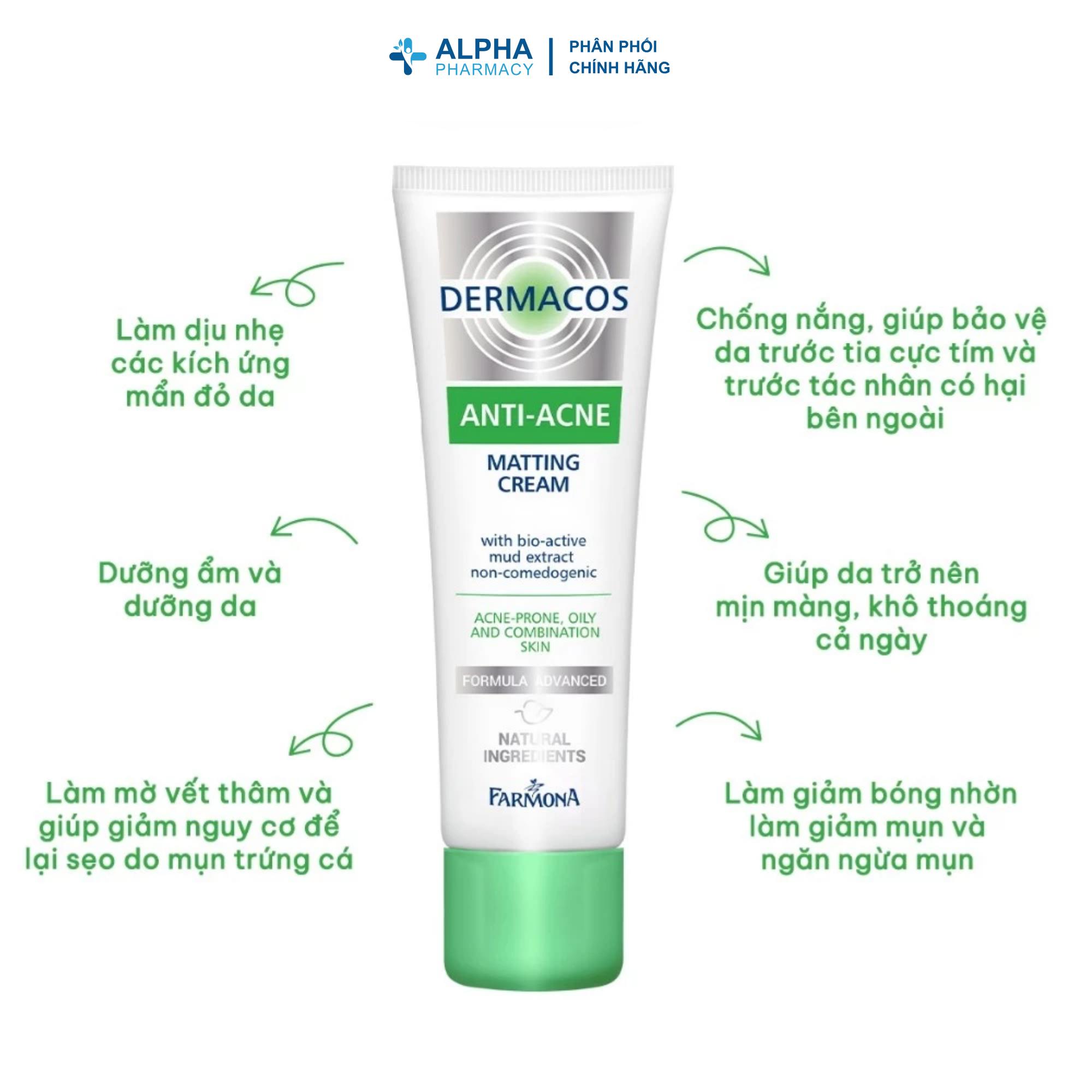 Kem Dưỡng Da Dermacos Anti Acne Matting Cream Ngừa Mụn & Kiểm Soát Dầu – 50ml - Image 3