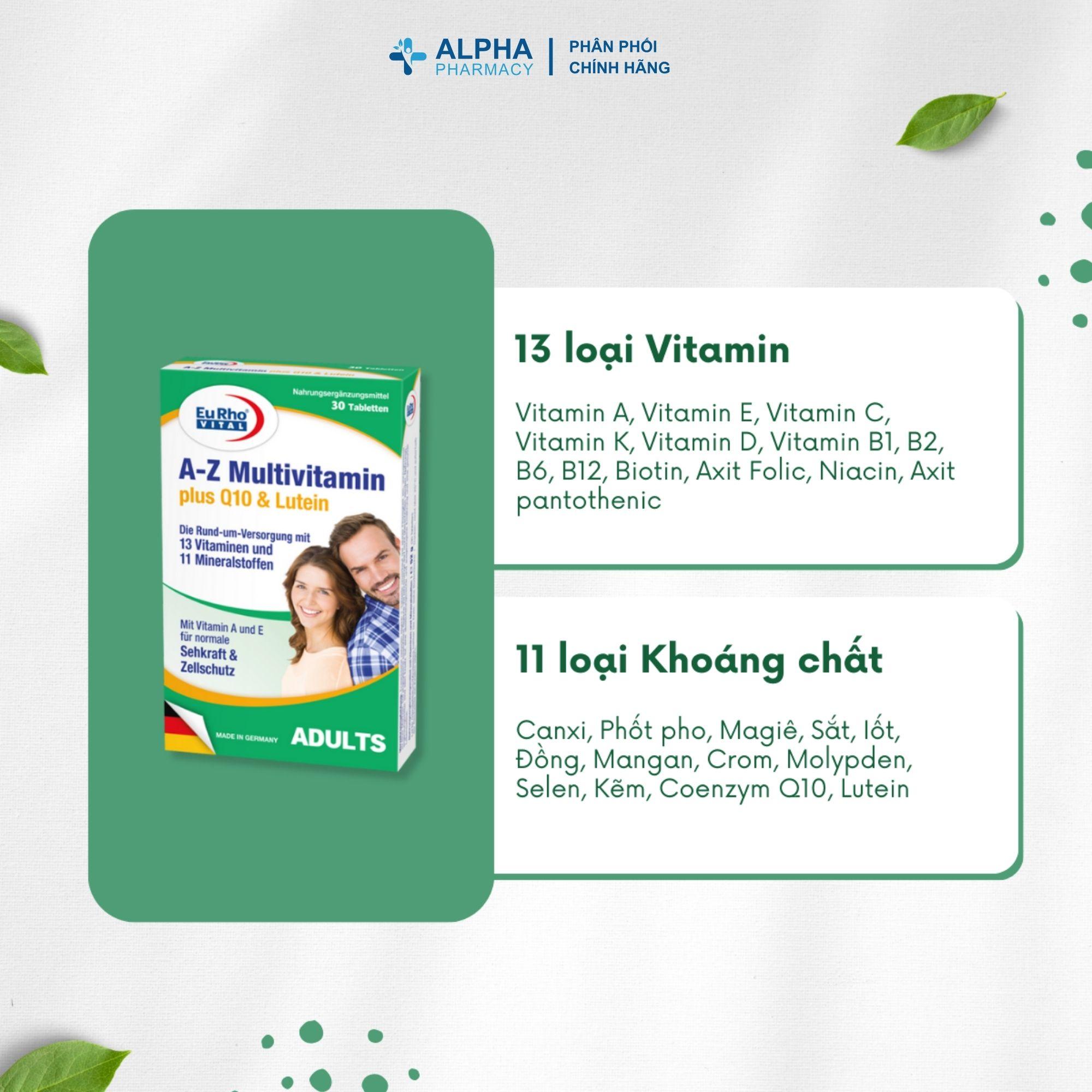 Thực Phẩm Bảo Vệ Sức Khỏe EuRho Vital A–Z Multivitamin + Q10 & Lutein Tăng Cường Sức Đề Kháng, Cải Thiện Thị Lực Và Trao Đổi Chất - Image 3