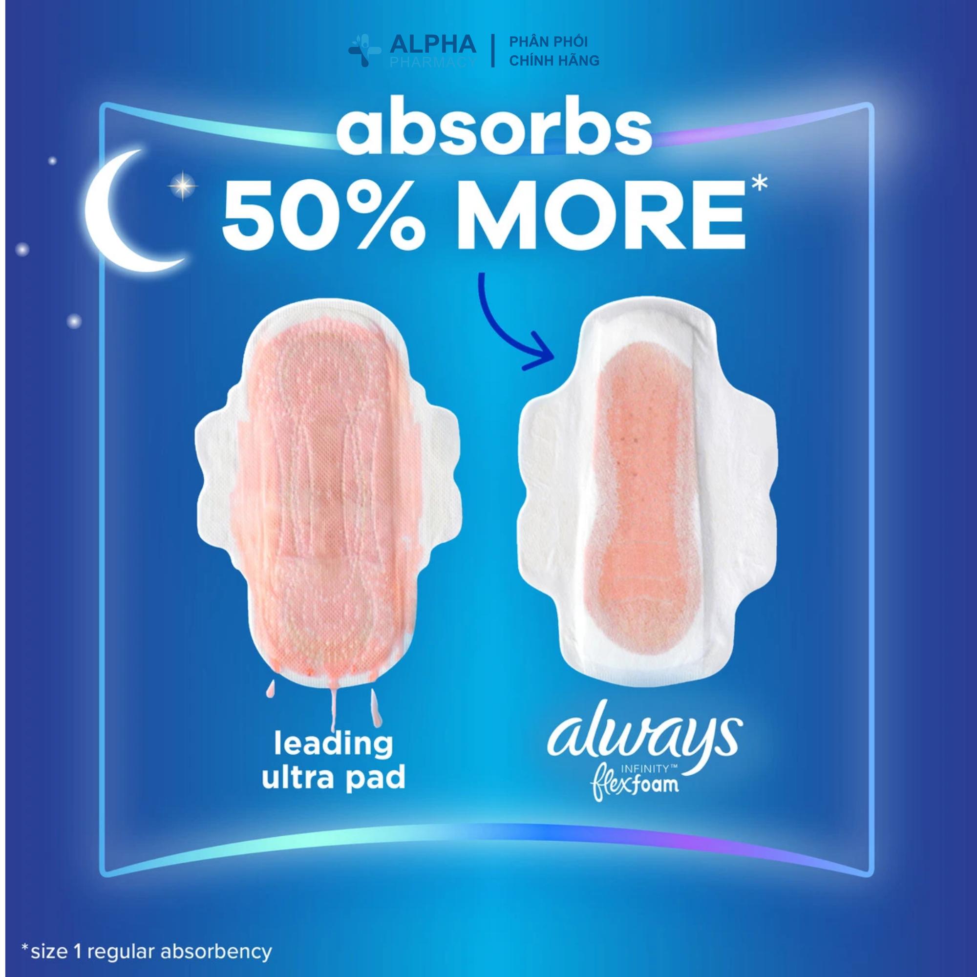 Băng Vệ Sinh Ban Đêm Always Infinity Size 4 Overnight Có Cánh Không Mùi - Image 3