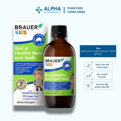 Siro Brauer Kids BioCal Healthy Bones & Teeth Bổ Sung Canxi, Vitamin D3 & K2 Cho Trẻ Từ 7 Tháng+ – Hộp 200ml