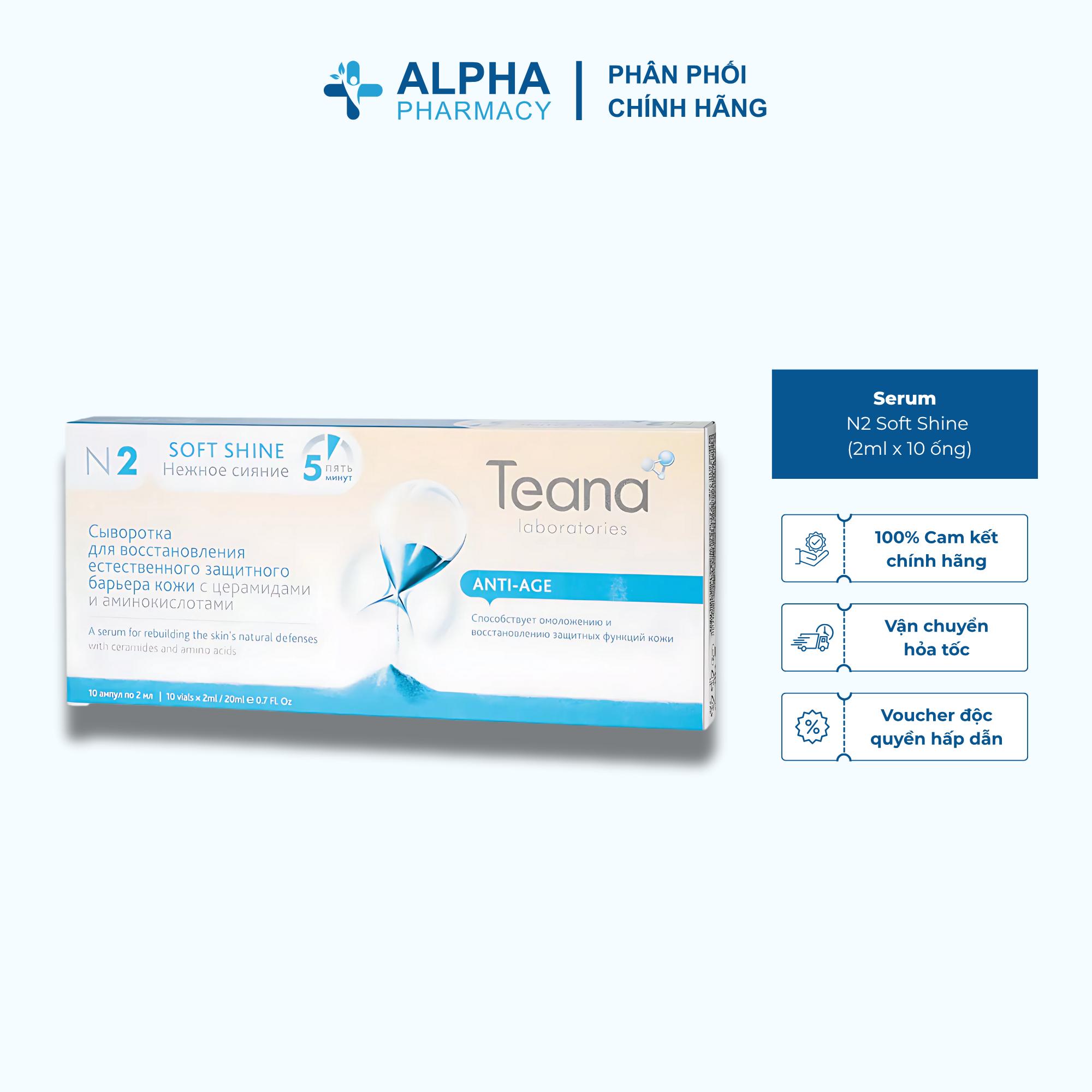 Serum Teana N2 Soft Shine 5 Minutes Line Dưỡng Ẩm & Làm Sáng Mịn Làn Da - 20ml (2ml x 10 ống)