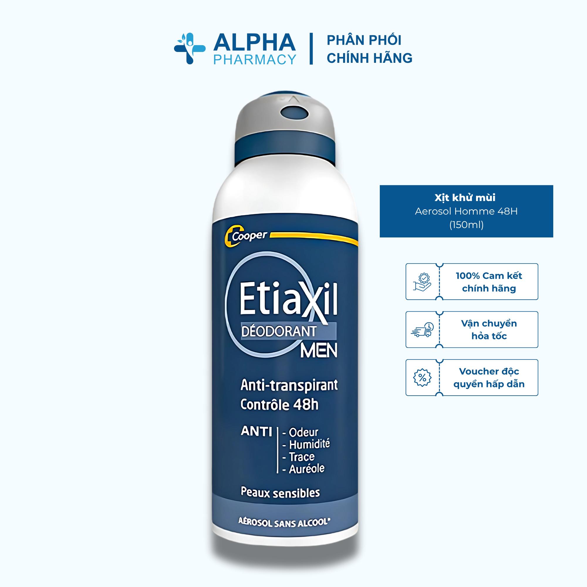 Xịt Khử Mùi Etiaxil Aerosol Homme 48H Ngăn Mồ Hôi & Giảm Mùi Cơ Thể – 150ml