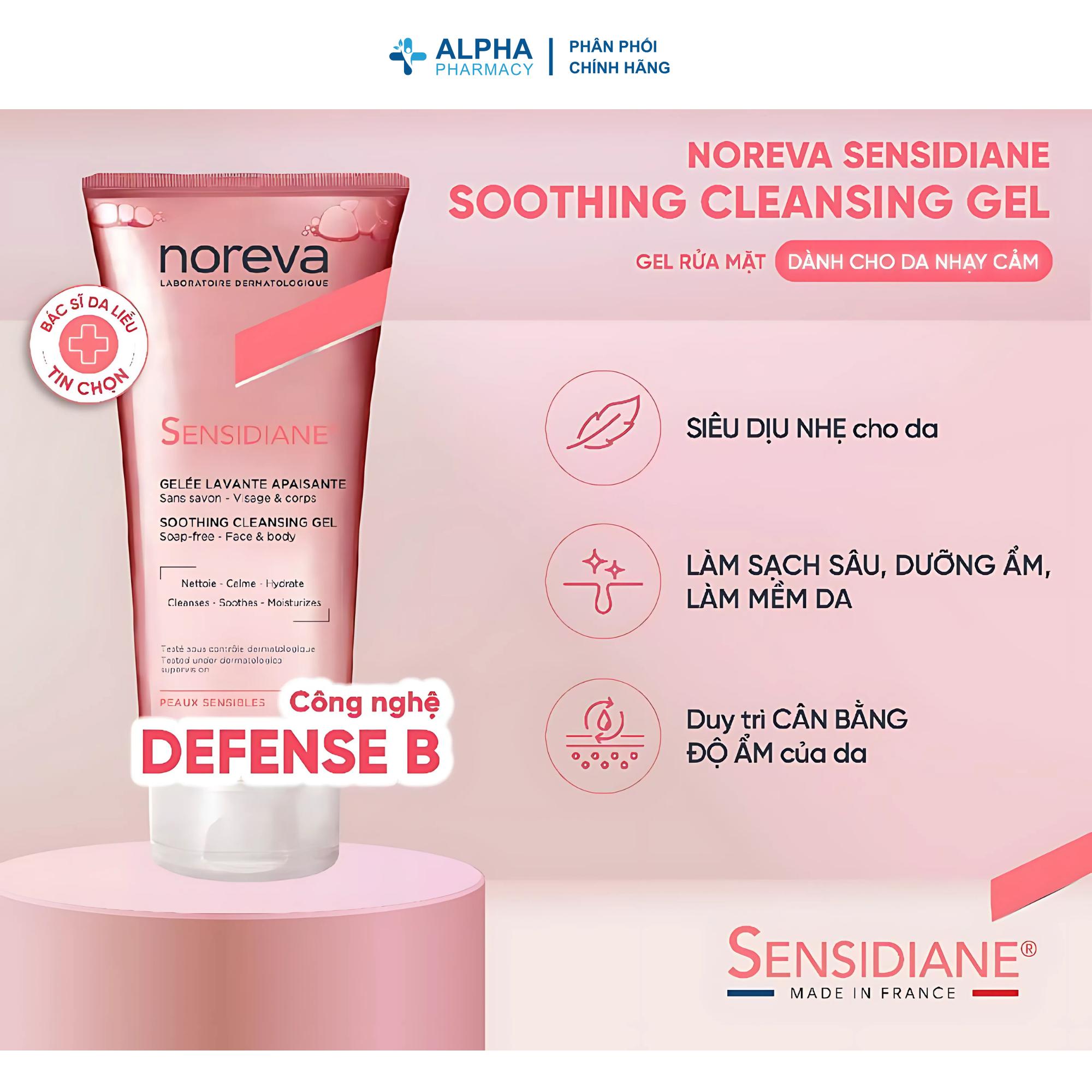 Gel Rửa Mặt Noreva Sensidiane Soothing Cleansing Cho Da Nhạy Cảm – 200ml - Image 3