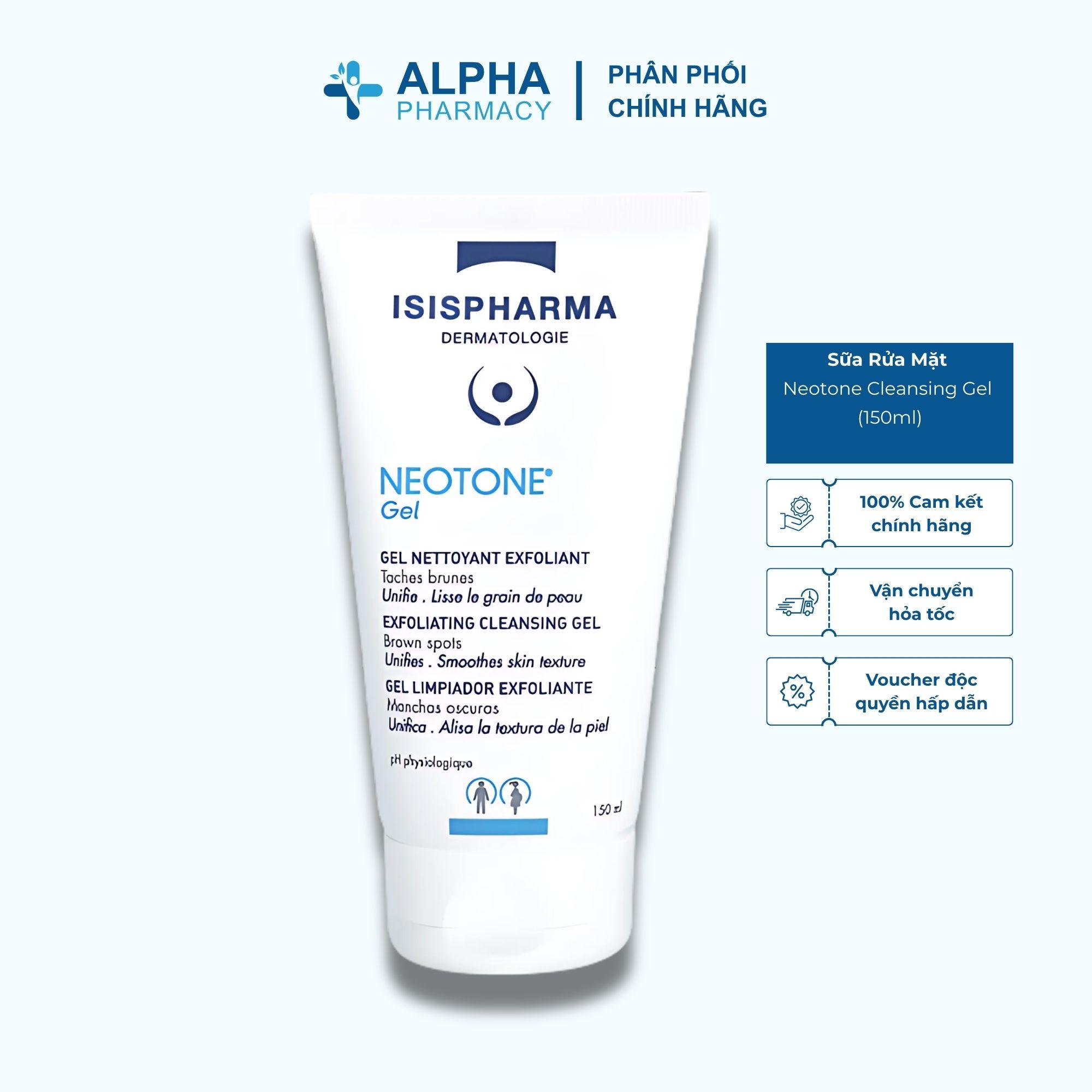 Gel Rửa Mặt Isis Pharma Neotone Cleansing Gel Làm Sạch, Trắng Sáng Da – 150ml