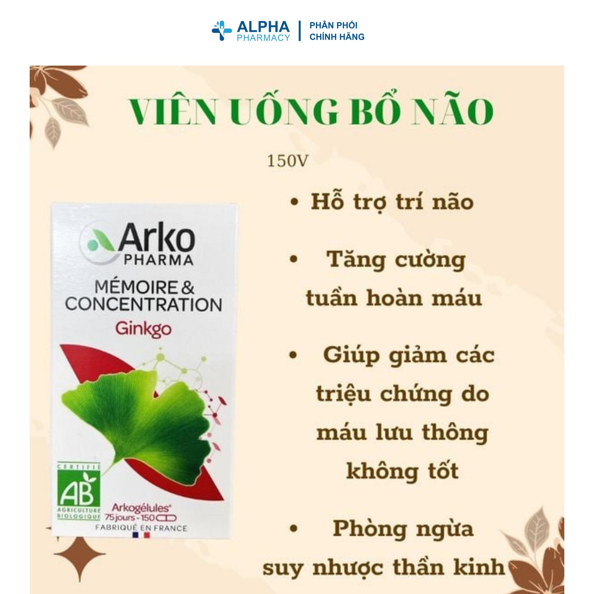 Viên Uống Bổ Não Arkopharma Ginkgo 150VG Bio Hỗ Trợ Trí Nhớ - Hộp 150 Viên - Image 3