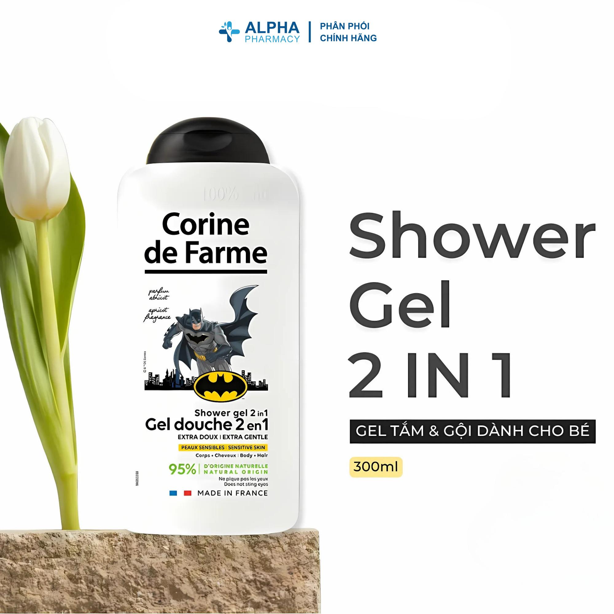 Gel Gội Và Tắm Bé Corine De Farme Shower Gel 2 In 1 Batman Hương Quả Mơ – 300ml - Image 2