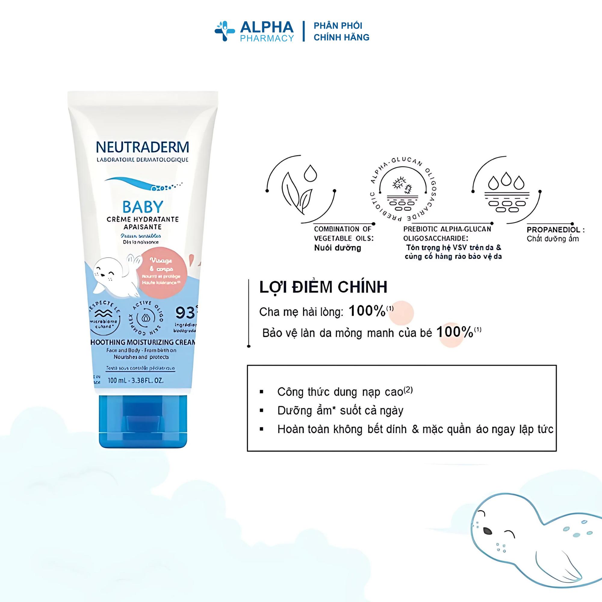 Kem Dưỡng Ẩm Neutraderm Soothing Moisturizing Cream Dịu Nhẹ Cho Mặt & Toàn Thân Trẻ Sơ Sinh Và Trẻ Nhỏ – 100ml - Image 3