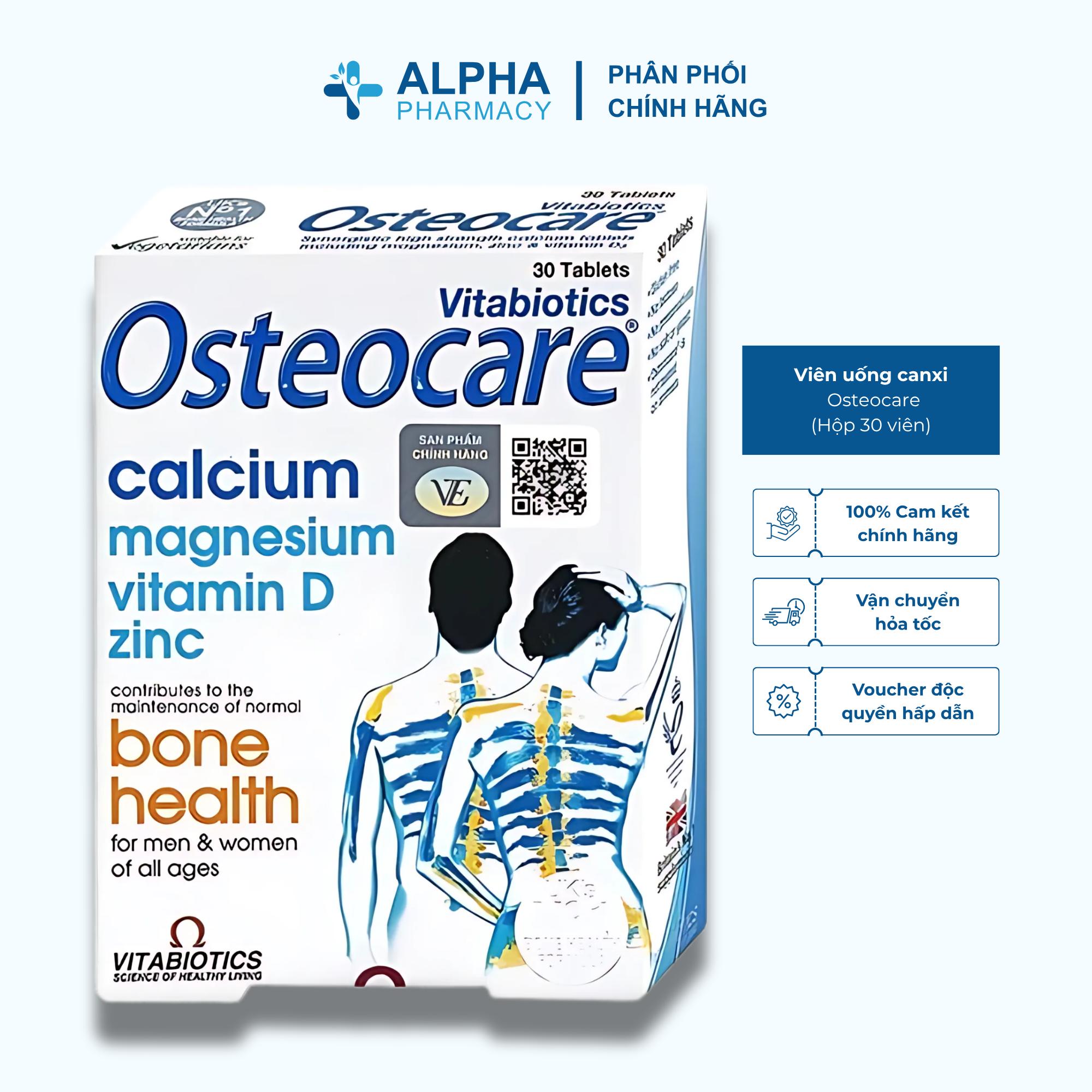 Viên Uống Canxi Vitabiotics Osteocare Bổ Sung Canxi, Magie, Vitamin D Và Kẽm – Hộp 30 Viên