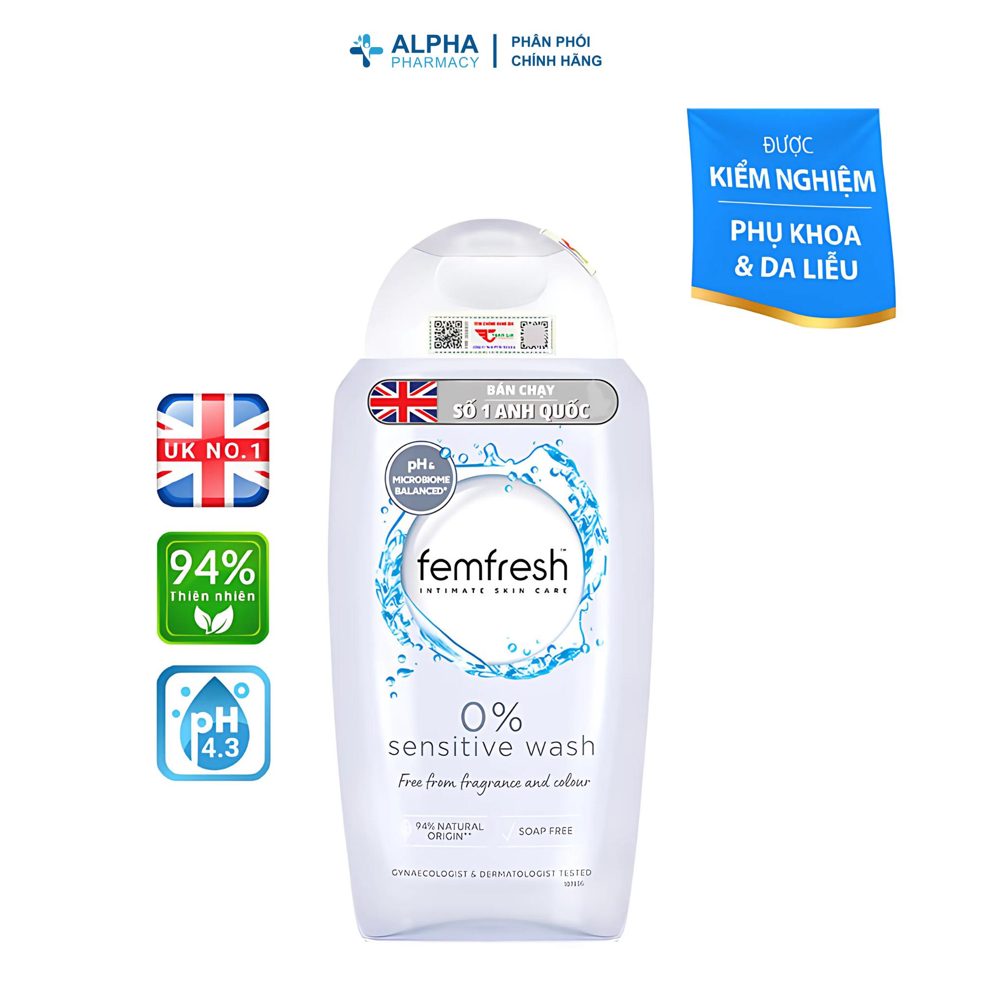 Dung Dịch Vệ Sinh Phụ Nữ Femfresh 0% Sensitive Intimate Wash Cho Da Nhạy Cảm – 250ml - Image 4