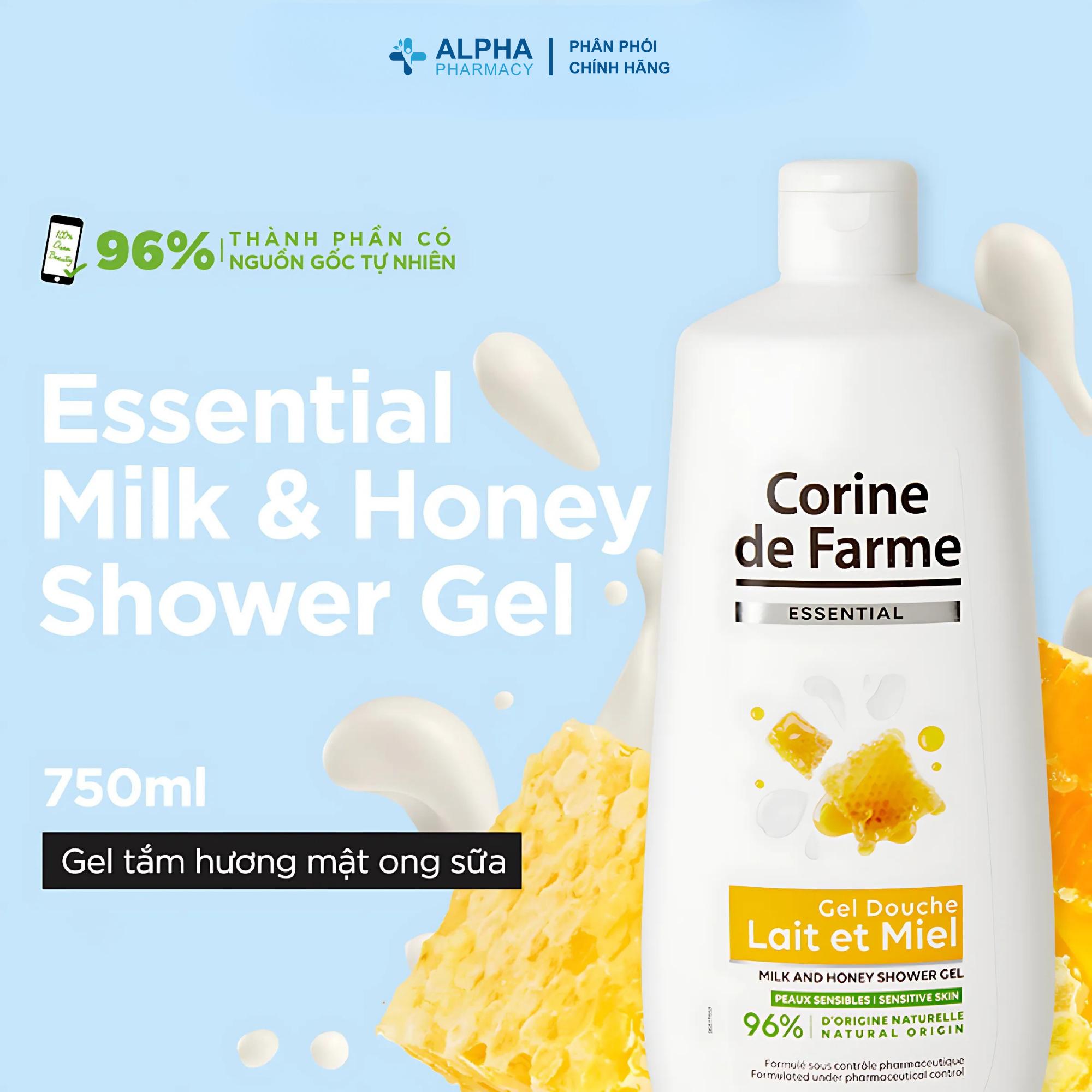 Gel Tắm Corine De Farme Essential Milk And Honey Hương Sữa Mật Ong – 750ml - Image 2