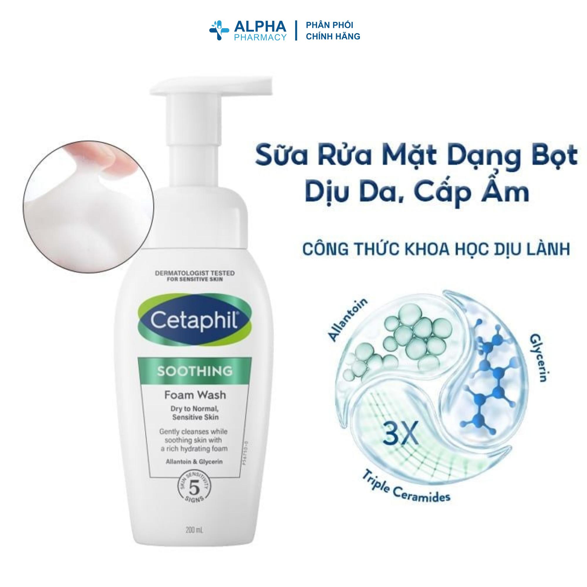 Sữa Rửa Mặt Tạo Bọt Cetaphil Soothing Foam Wash Làm Sạch Dịu Nhẹ - 200ml - Image 3