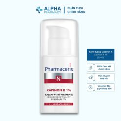 Kem Dưỡng Vitamin K Pharmaceris Capinon K 1% Cho Da Dễ Bị Đỏ, Giãn Mao Mạch – 30ml