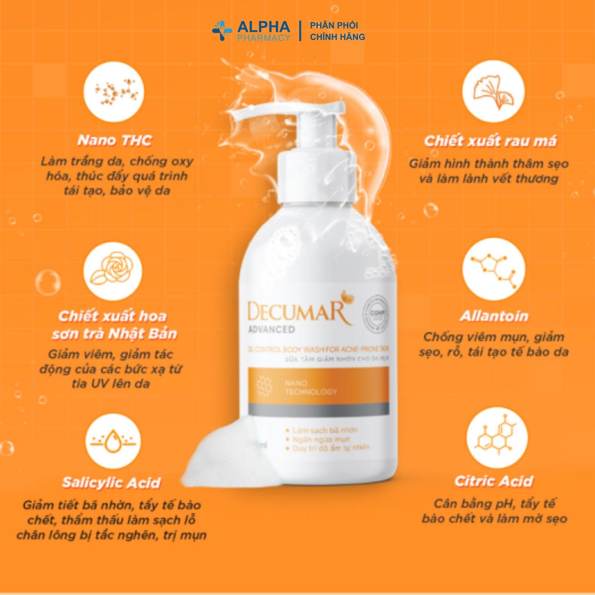 Sữa Tắm Decumar Advanced Cho Da Mụn, Ngừa Thâm Sạm – 280ml - Image 4