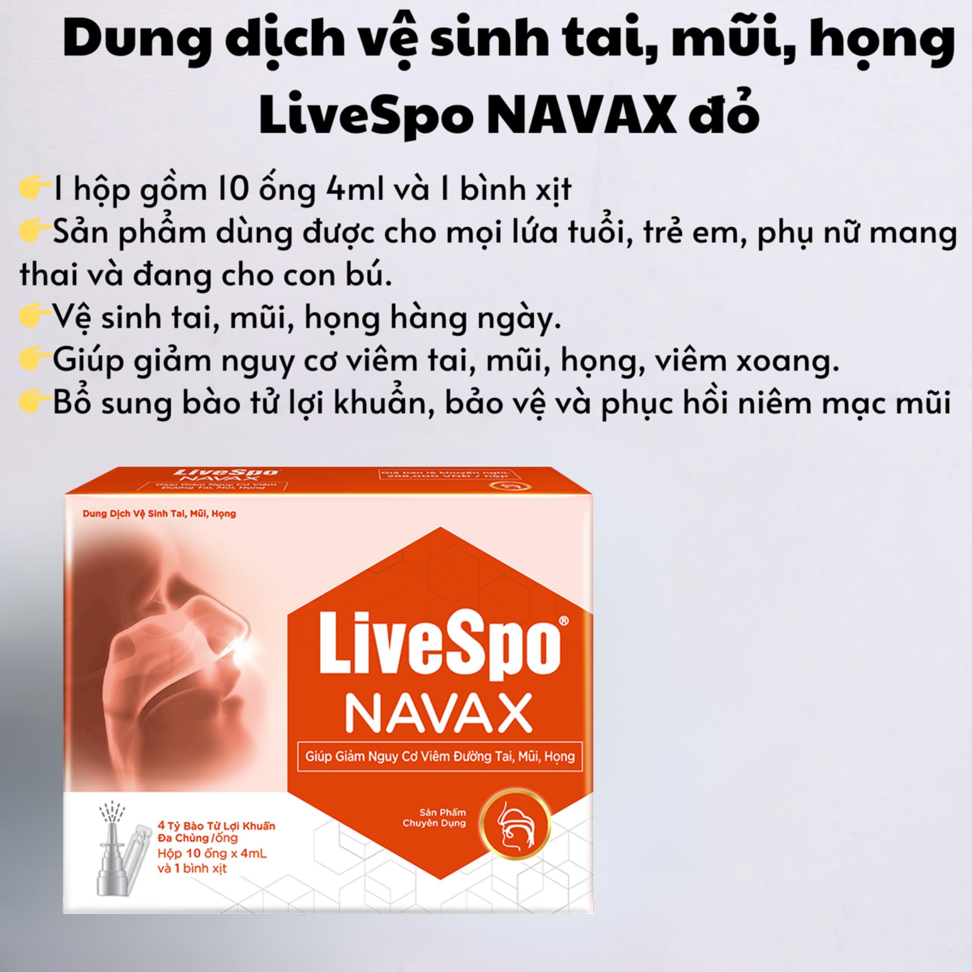 LiveSpo Dung Dịch Vệ Sinh Tai Mũi Họng NAVAX Đỏ 4ml x 10 Ống - Bào Tử Lợi Khuẩn Giảm Nguy Cơ Viêm Đường Tai Mũi Họng - Image 3
