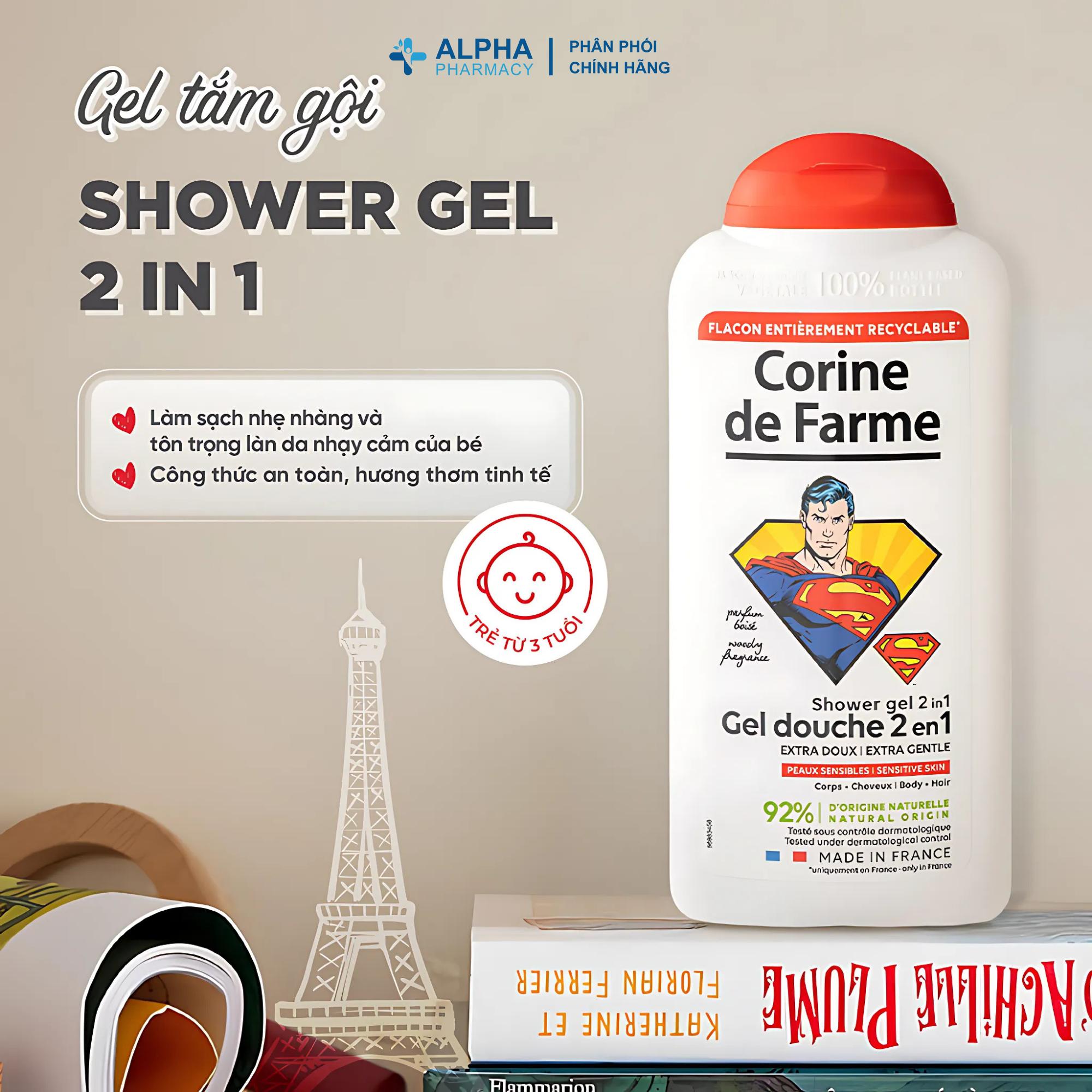 Gel Gội Và Tắm Bé Corine De Farme Shower Gel 2 In 1 Superman Hương Gỗ – 300ml - Image 3