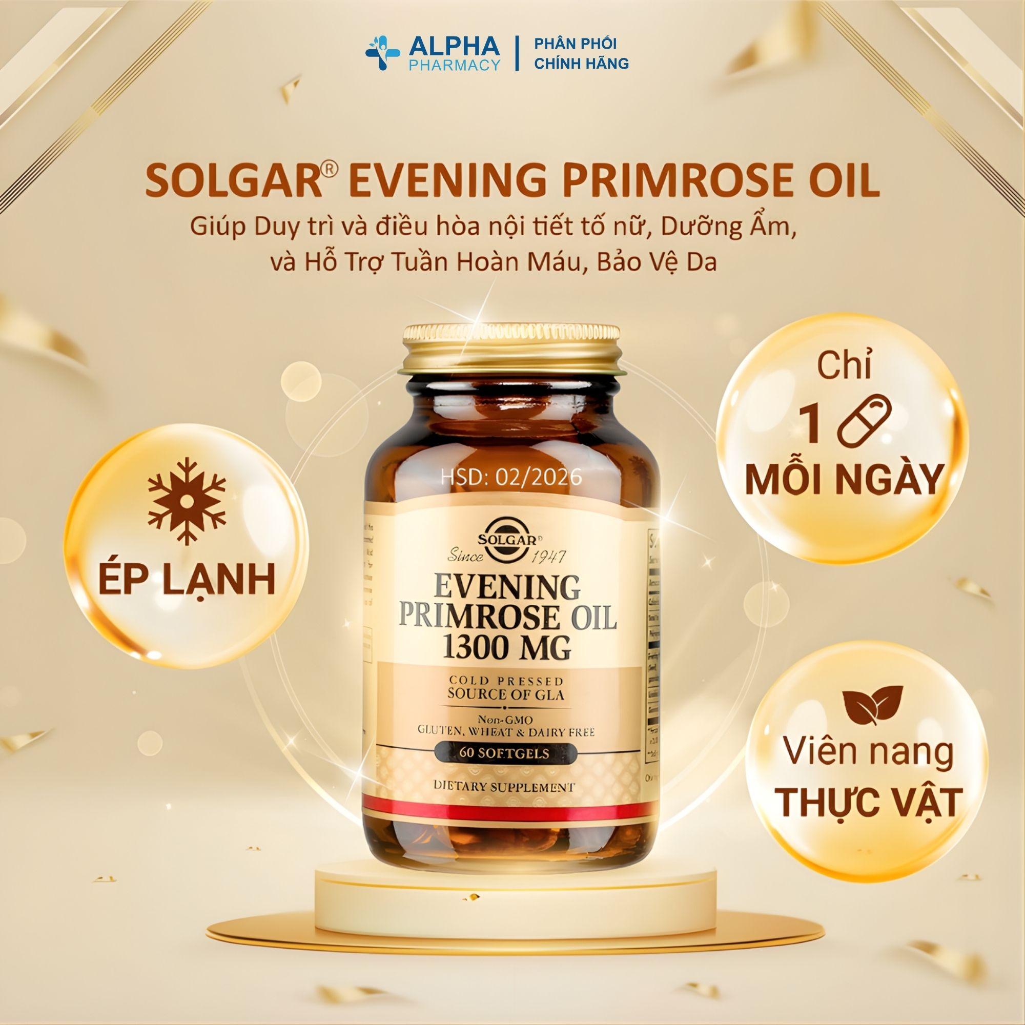 Viên Uống Tinh Dầu Hoa Anh Thảo Solgar Evening Primrose Oil 1300mg Hỗ Trợ Cân Bằng Nội Tiết – 60 Viên - Image 2