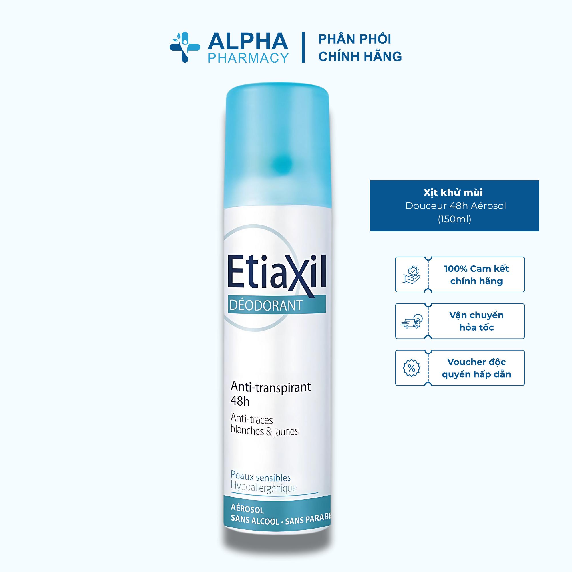 Xịt Khử Mùi Etiaxil Deodorant Douceur 48h Aérosol Dịu Nhẹ Cho Da Nhạy Cảm – 150ml