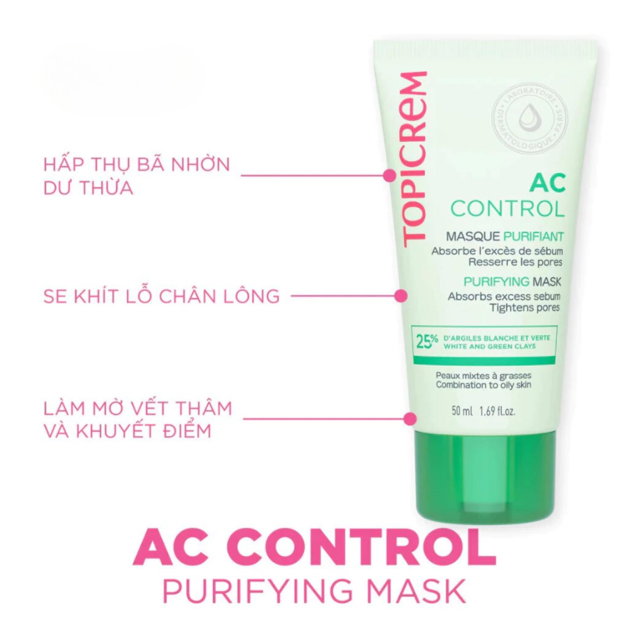 Mặt Nạ Làm Sạch Da Topicrem AC Control Purifying Mask Cho Da Dầu, Da Hỗn Hợp Và Da Mụn - 50ml - Image 2