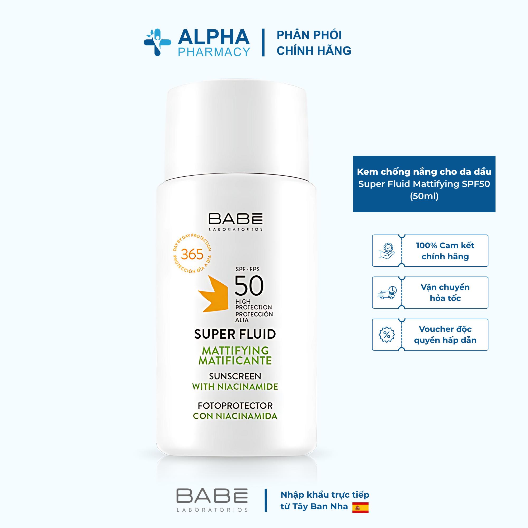 Kem Chống Nắng Cho Da Dầu Mụn Babé Super Fluid Mattifying Sunscreen SPF50 - 50ml