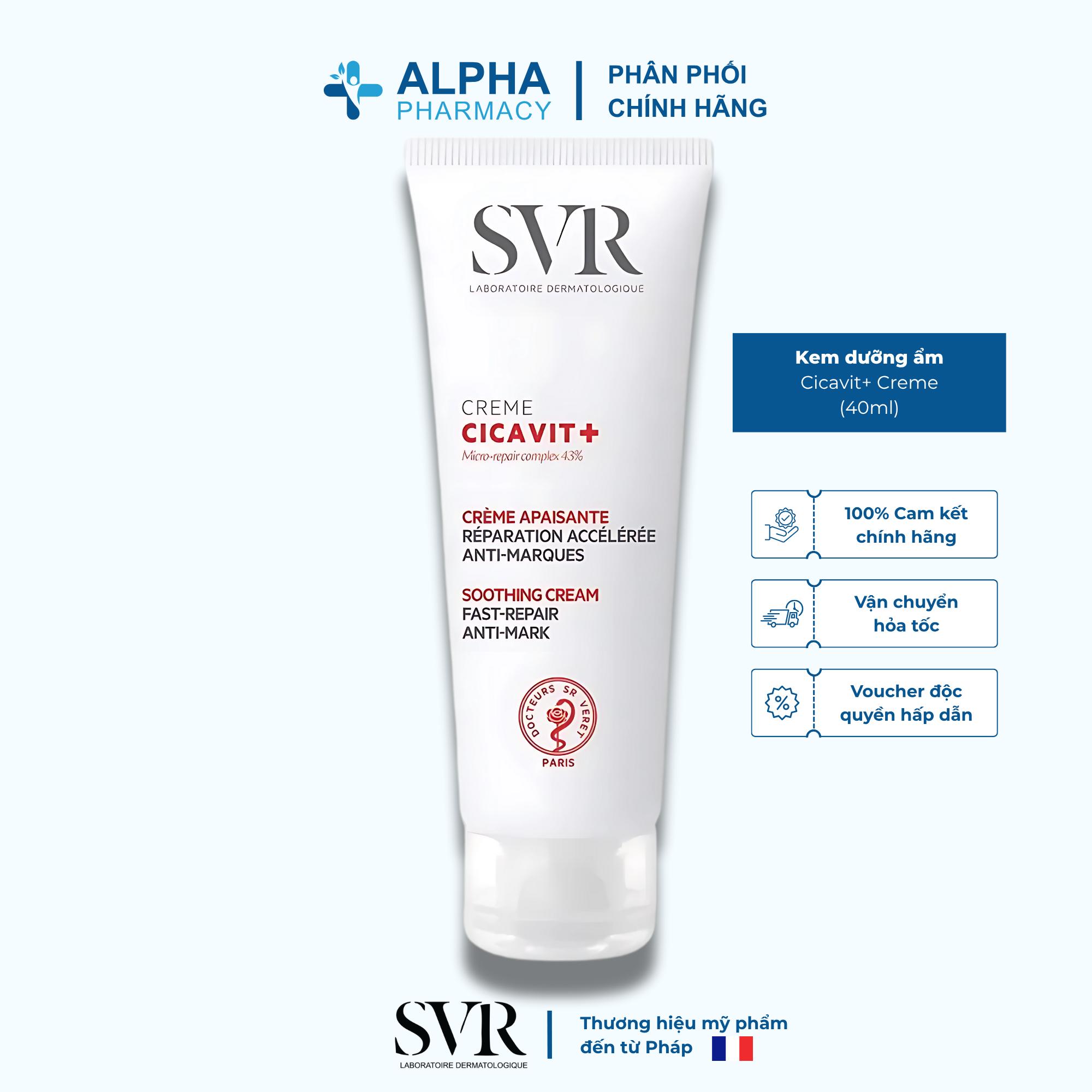 Kem Dưỡng Ẩm SVR Cicavit+ Creme Làm Dịu Da Kích Ứng, Giảm Mẩn Đỏ & Phục Hồi Da – 40ml