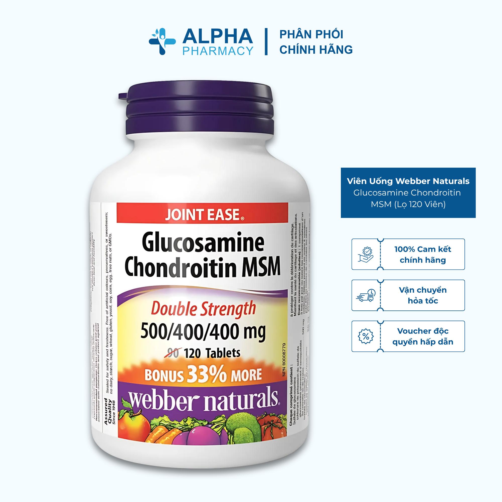 Viên Uống Glucosamine Chondroitin MSM Webber Naturals Hỗ Trợ Giảm Đau Do Viêm Và Thoái Hóa Khớp – Lọ 120 Viên