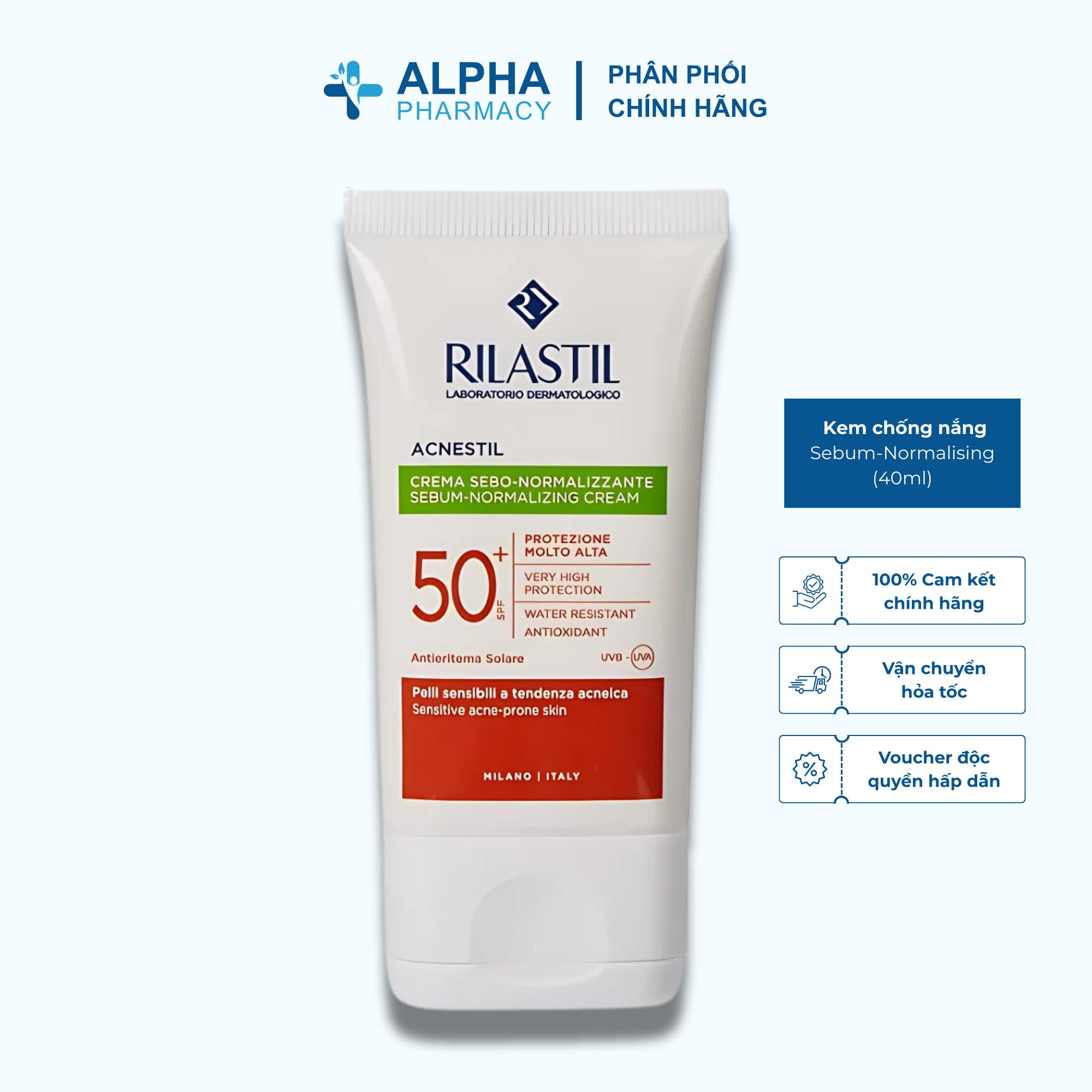 Kem Chống Nắng Rilastil Acnestil Sebum-Normalising Cream SPF 50+ Cho Da Mụn - 40ml