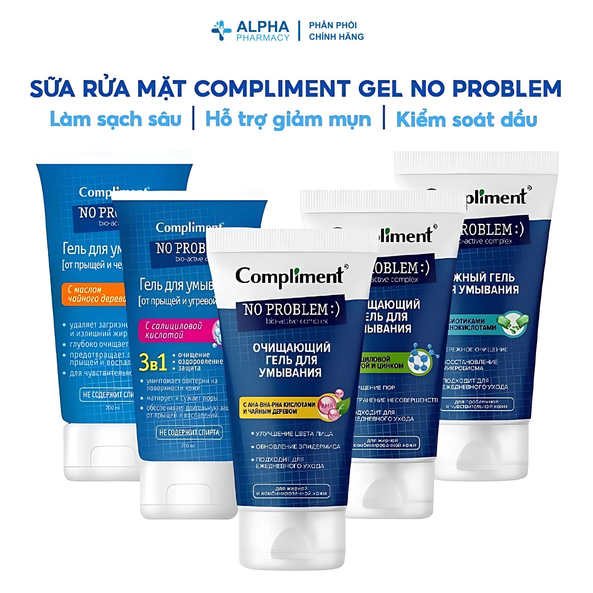 Gel rửa mặt Compliment No Problem Ngăn Ngừa Mụn Sạch Sâu - 200ml - Image 2