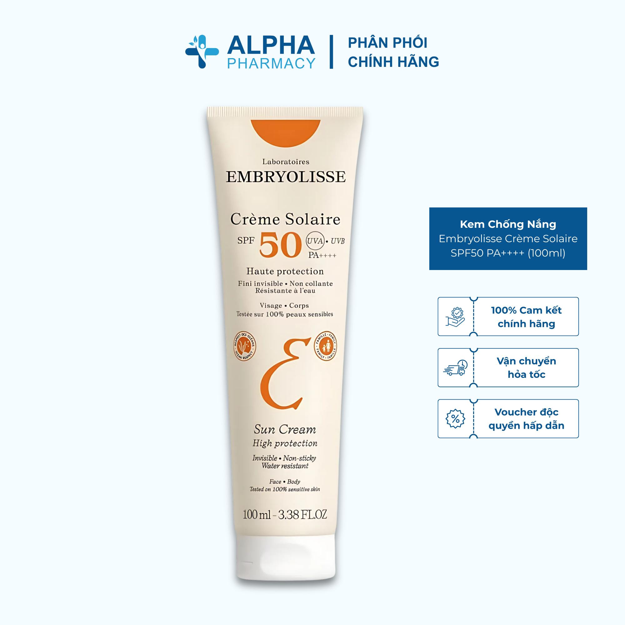 Kem Chống Nắng Embryolisse Crème Solaire SPF50 PA++++ - 100ml