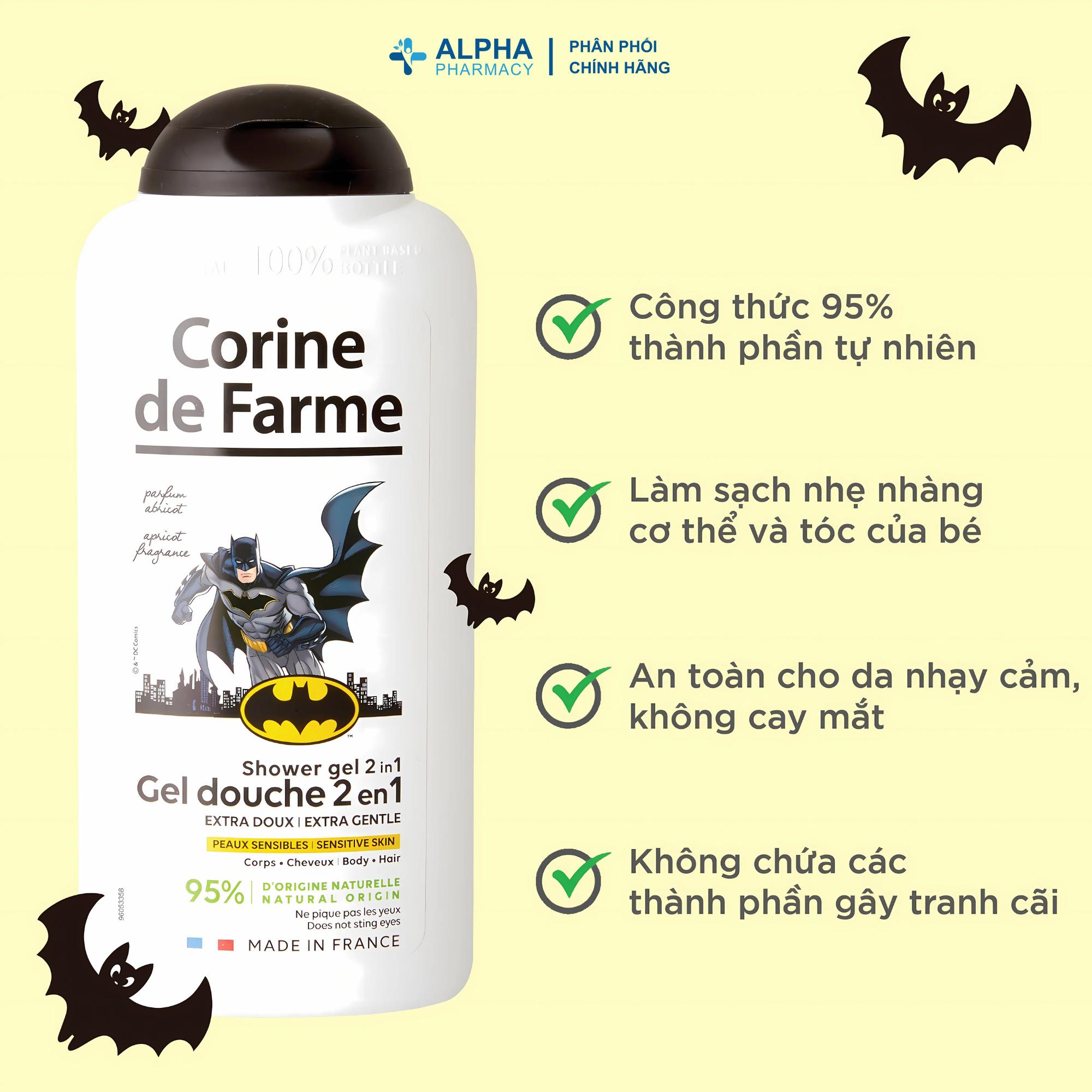 Gel Gội Và Tắm Bé Corine De Farme Shower Gel 2 In 1 Batman Hương Quả Mơ – 300ml - Image 3