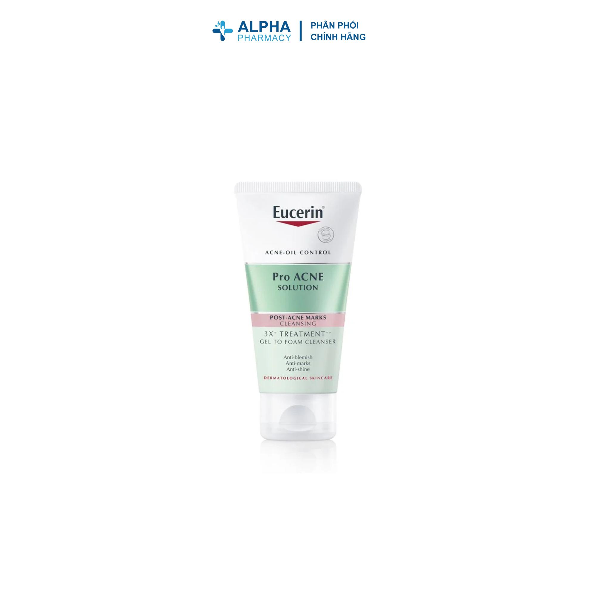 Gel Rửa Mặt Eucerin ProACNE 3X Treatment Gel To Foam Cleanser Làm Sạch Sâu & Giảm Mụn – 75ml/150ml/400ml - Image 5
