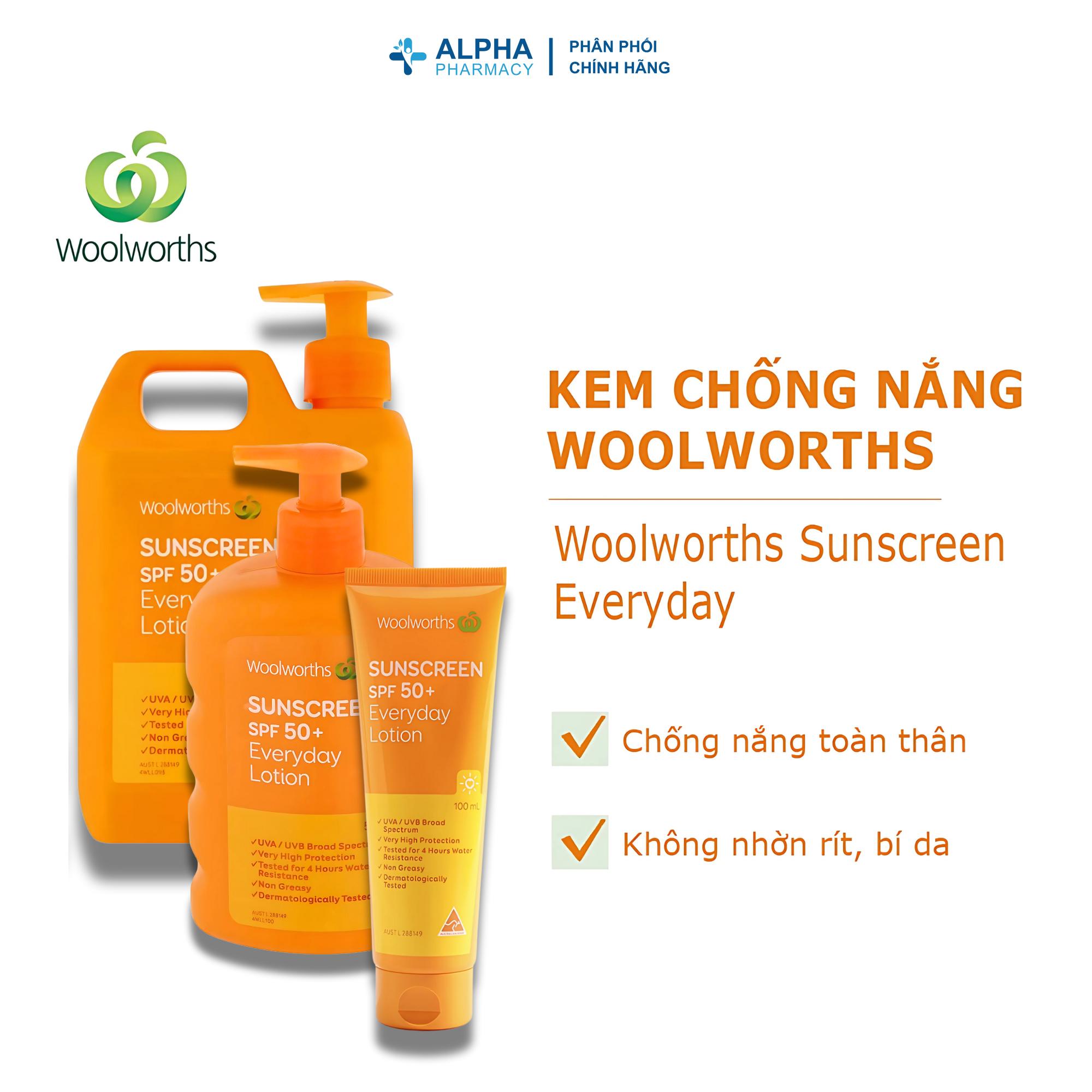 Kem chống nắng Woolworths Sunscreen Everyday Tube Spf 50+ 100ml/500ml/1L - Image 5
