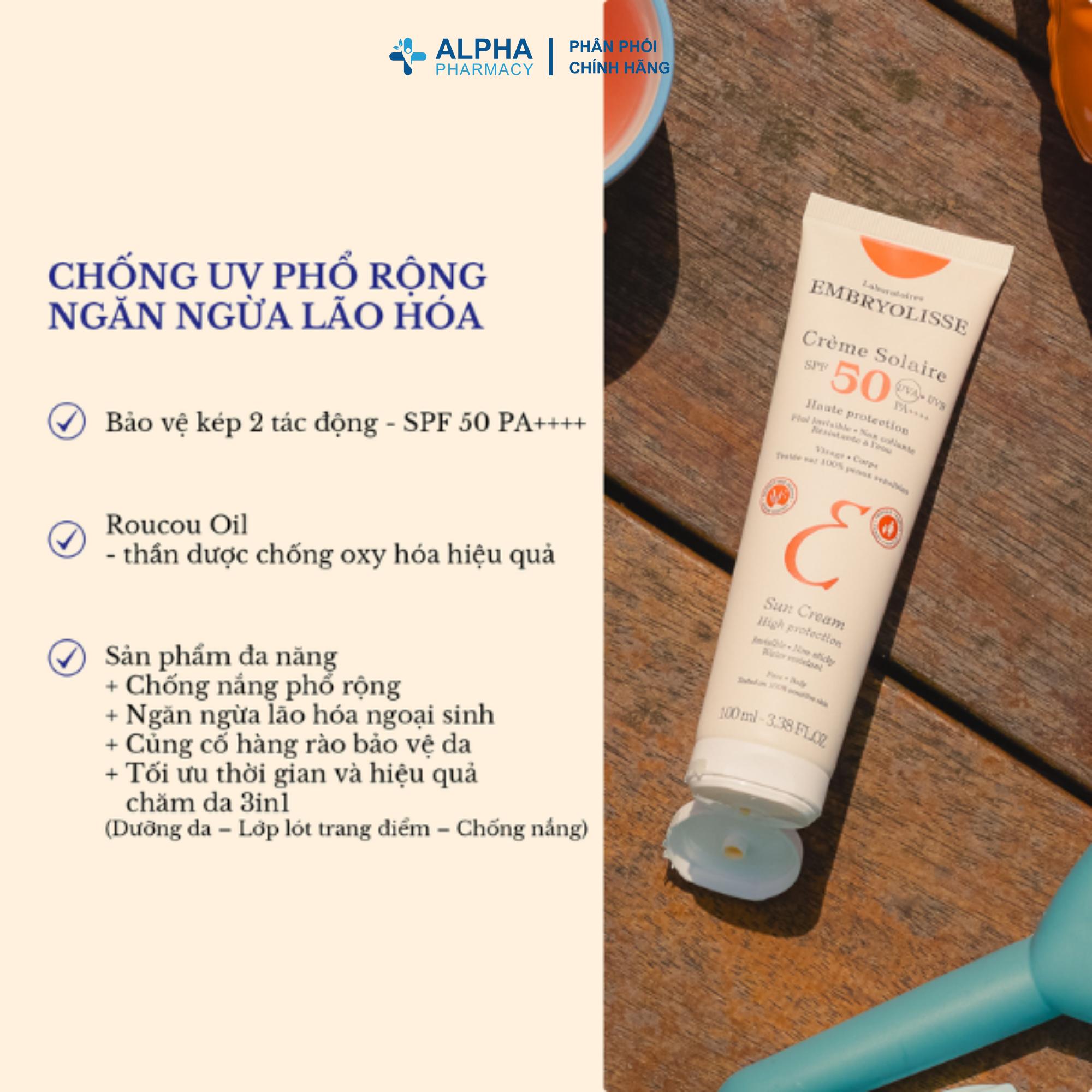 Kem Chống Nắng Embryolisse Crème Solaire SPF50 PA++++ - 100ml - Image 3