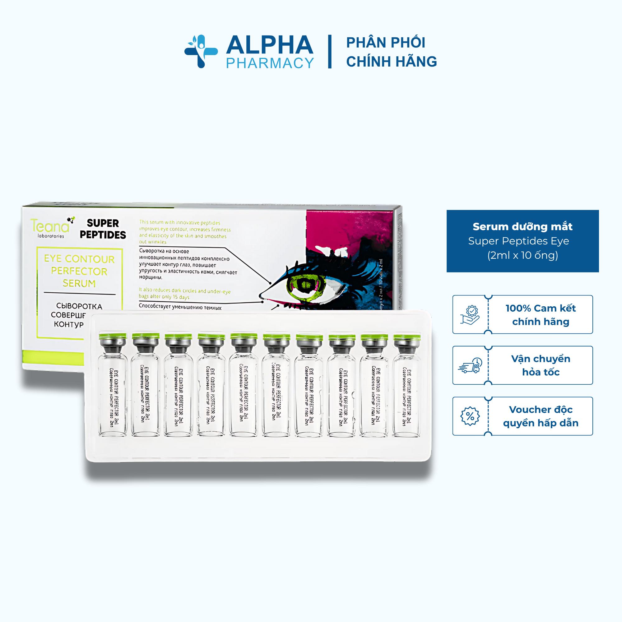 Serum Dưỡng Mắt Teana Super Peptides Eye Contour Perfector Làm Sáng Vùng Mắt, Giảm Quầng Thâm - 20ml (2ml x 10 ống)