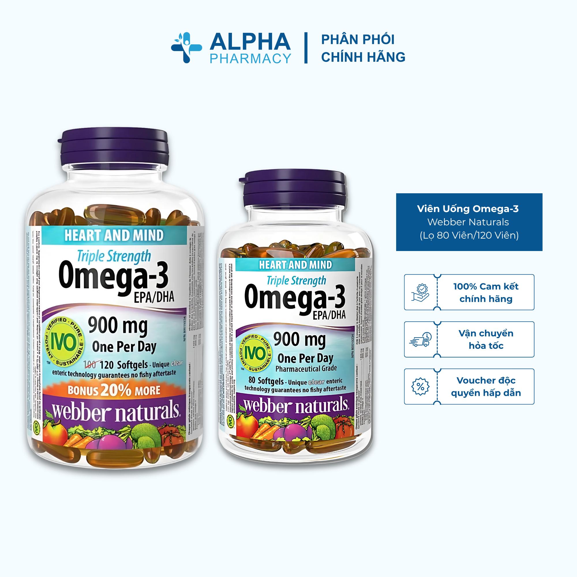 Viên Uống Omega-3 Webber Naturals Triple Strength Hỗ Trợ Tim Mạch, Não Bộ Và Xương Khớp – Lọ 80 Viên/120 Viên