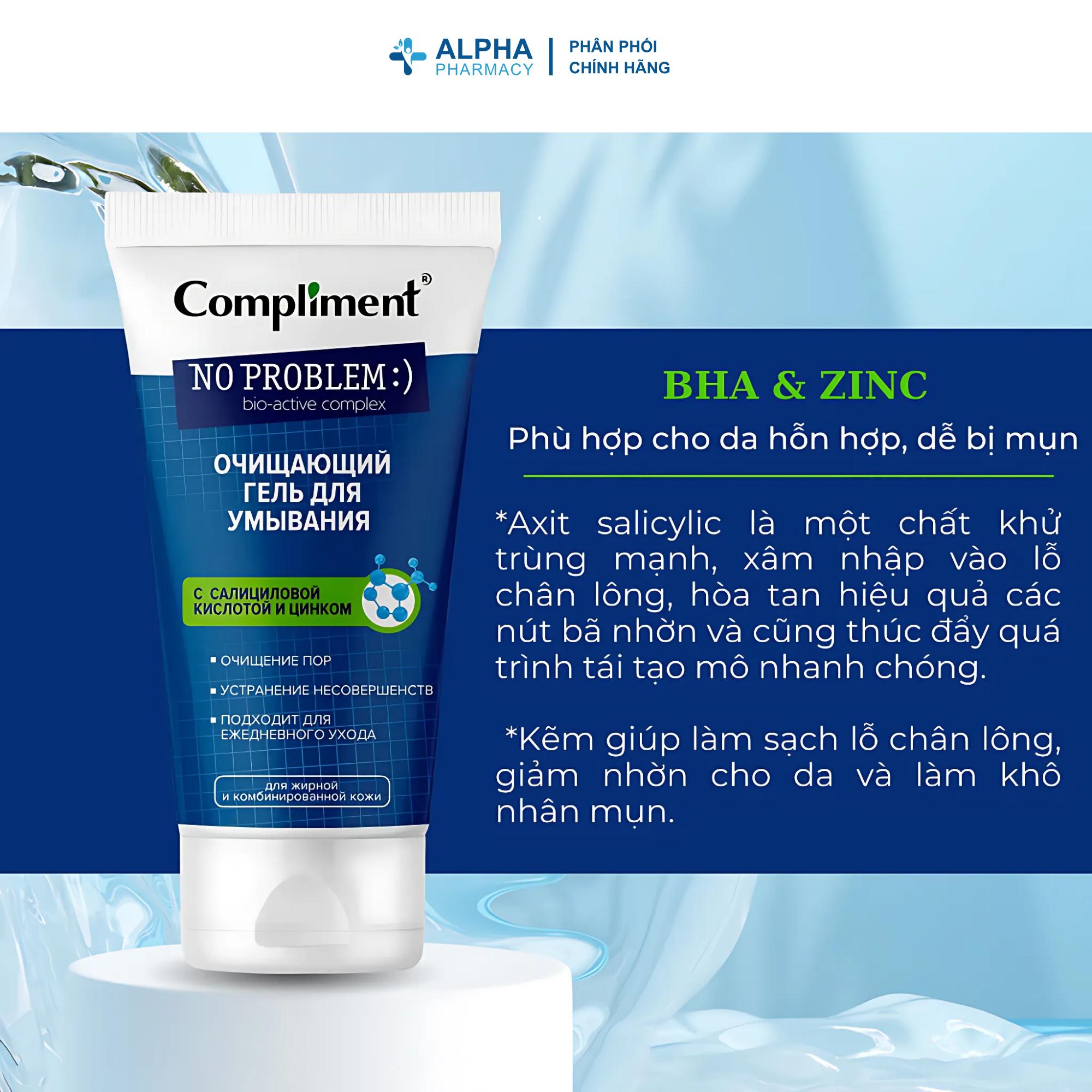 Gel rửa mặt Compliment No Problem Ngăn Ngừa Mụn Sạch Sâu - 200ml - Image 3