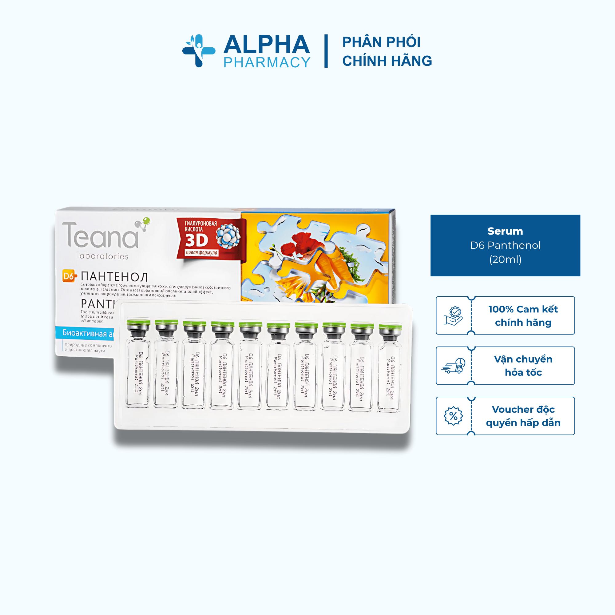 Serum Teana D6 Panthenol Làm Dịu & Phục Hồi Da Nhạy Cảm - 20ml (2ml x 10 ống)