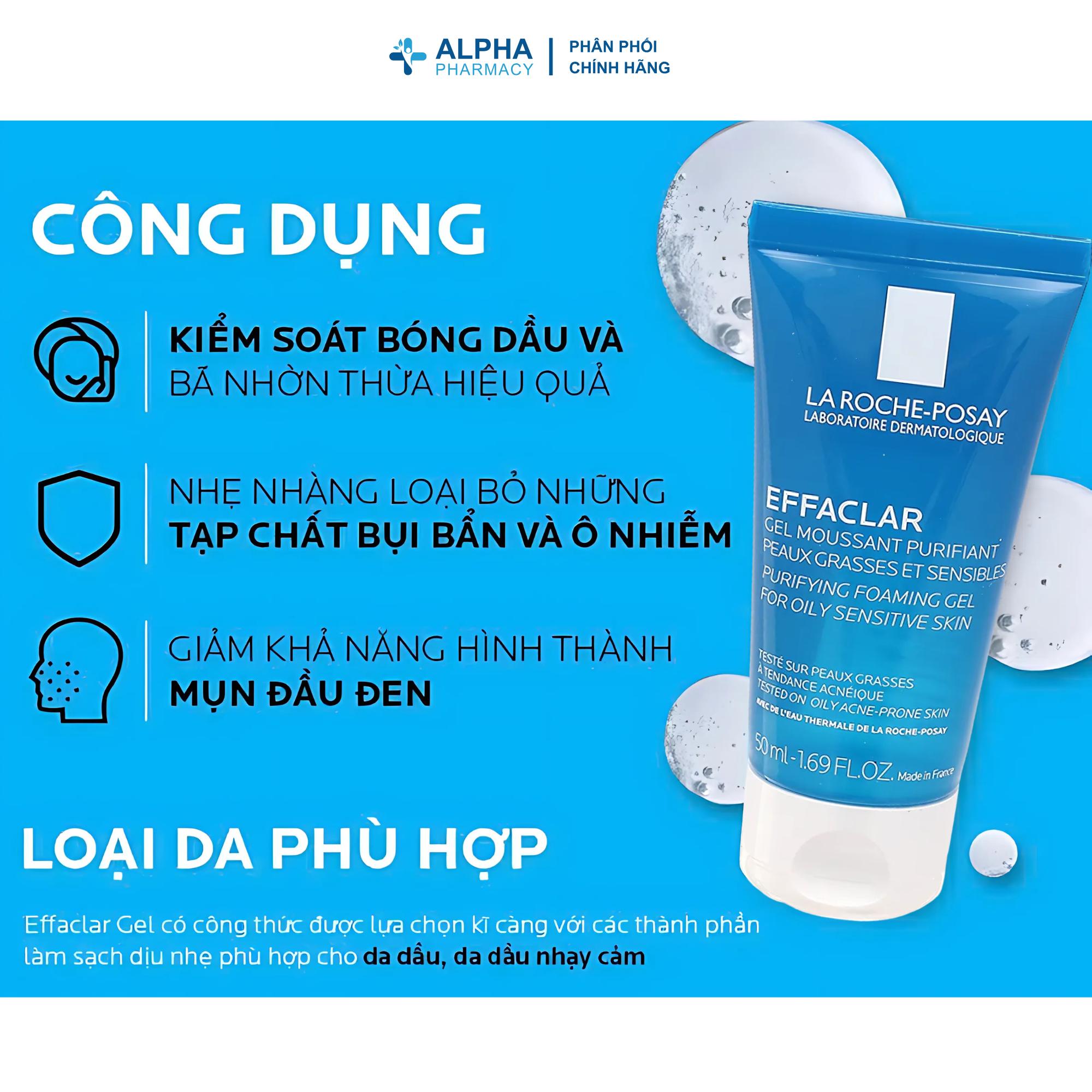 Gel Rửa Mặt La Roche-Posay Effaclar Làm Sạch Dịu Nhẹ Cho Da Dầu & Nhạy Cảm – 50ml/400ml - Image 4
