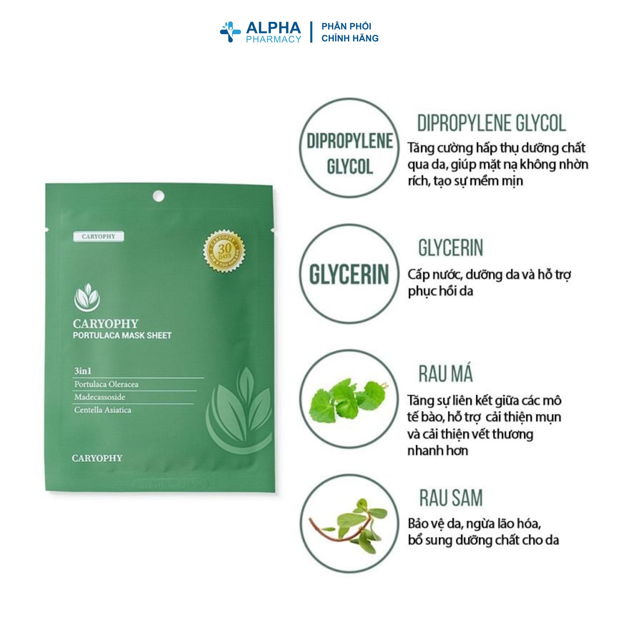 Mặt Nạ Caryophy Portulaca Mask Sheet 3in1 Giảm Mụn, Giảm Thâm & Dưỡng Ẩm - 22g (1 Miếng/Hộp) - Image 3