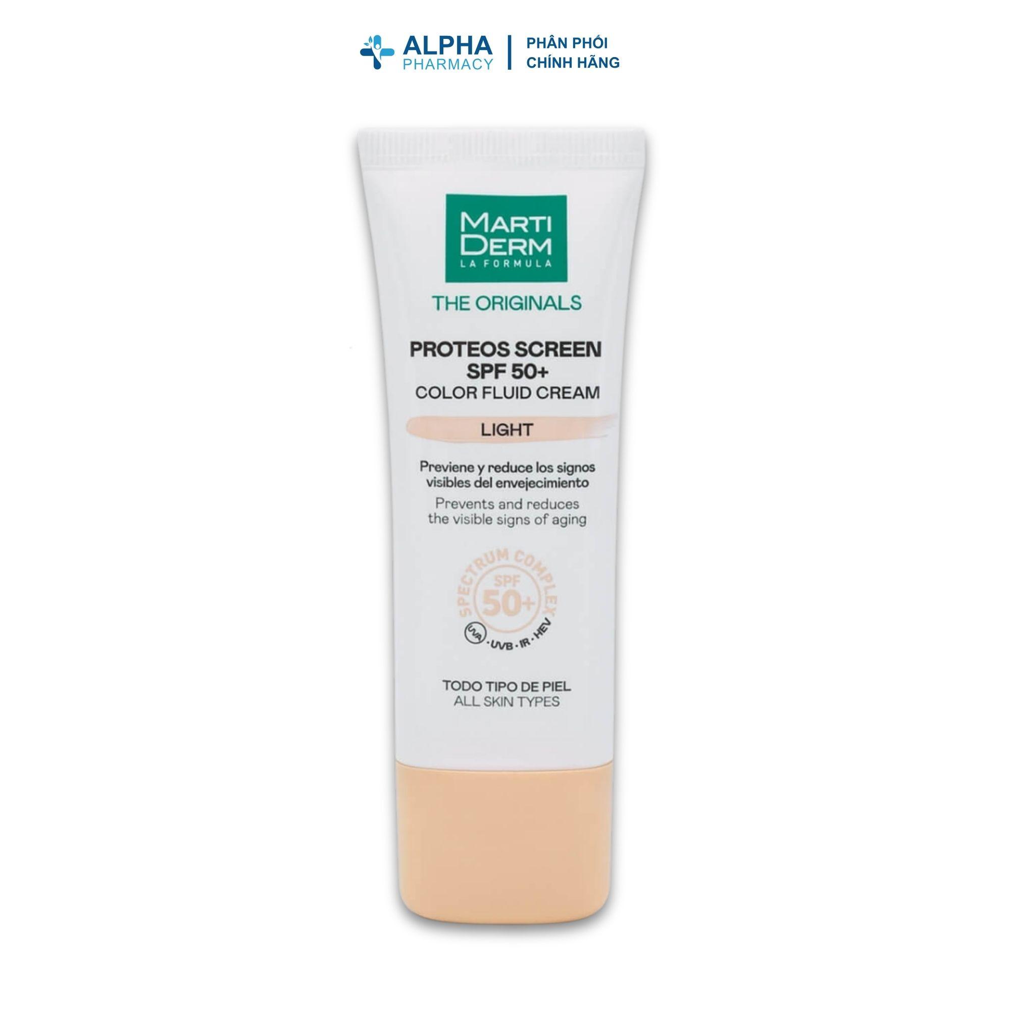 Kem Chống Nắng Ngừa Sạm Nám MartiDerm The Originals Proteos Screen SPF50+ Color Fluid Cream Light – 40ml - Image 2