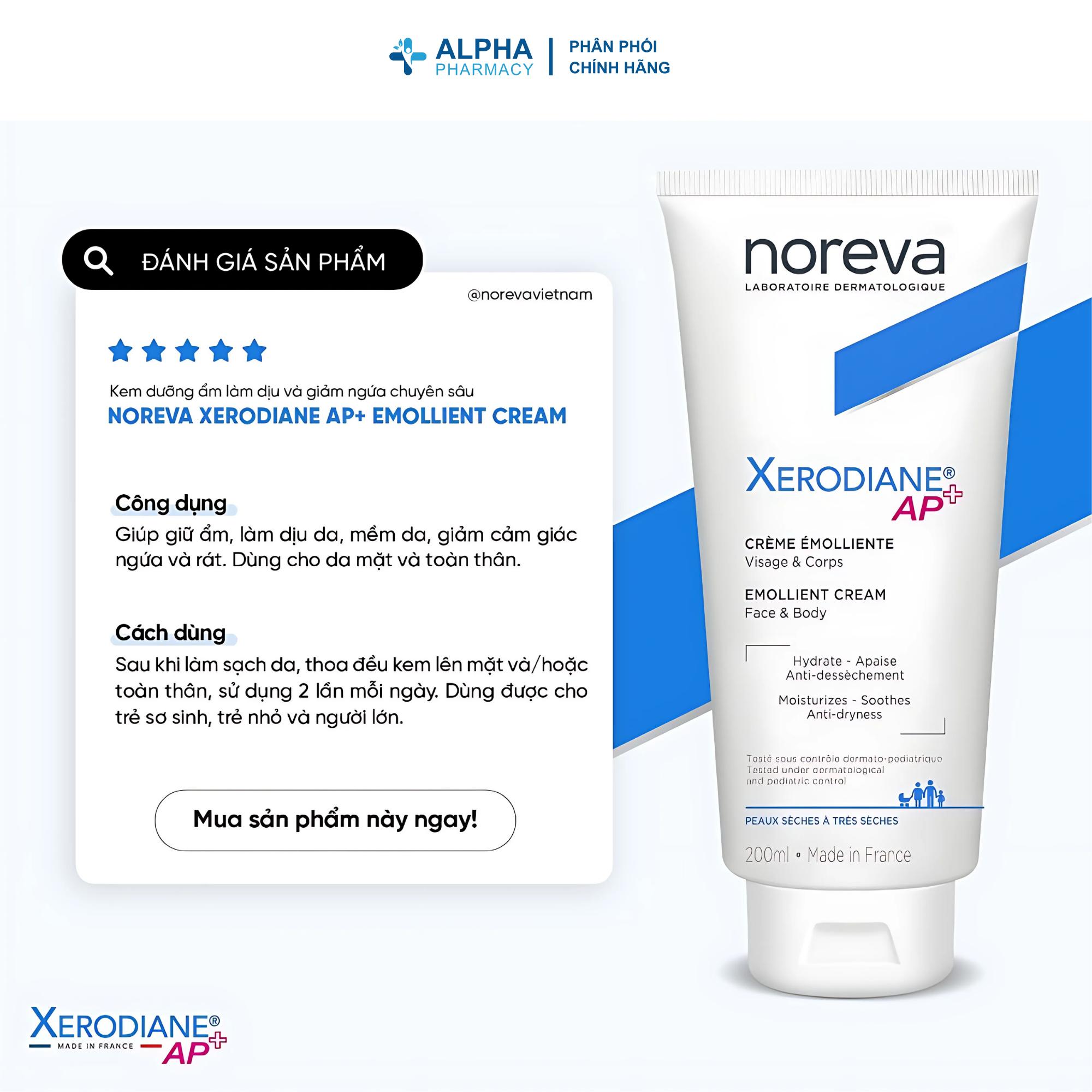 Kem Dưỡng Noreva Xerodiane AP+ Emollient Cho Giai Đoạn Tạm Lắng – 200ml - Image 4