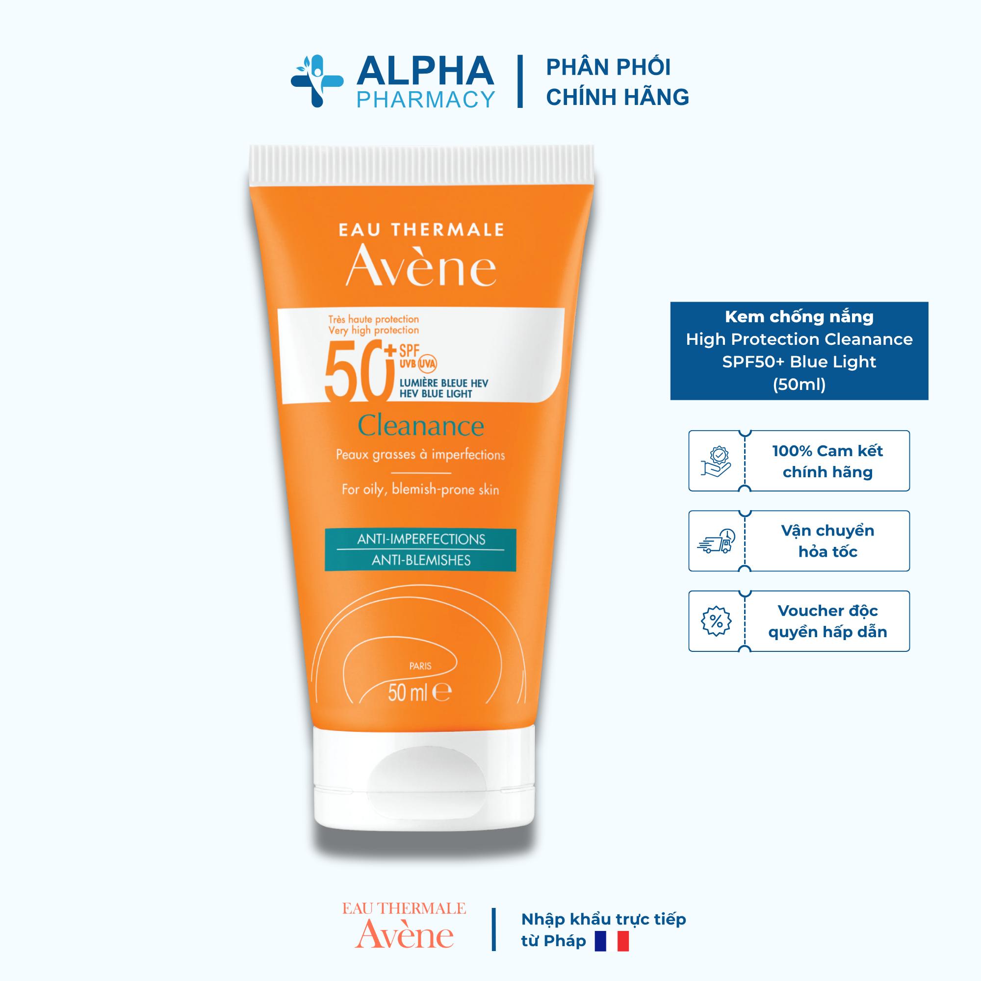 Sữa Chống Nắng Avene High Protection Cleanance SPF 50+ Blue Light Bảo Vệ Quang Phổ Rộng Cho Da Dầu Mụn - 50ml