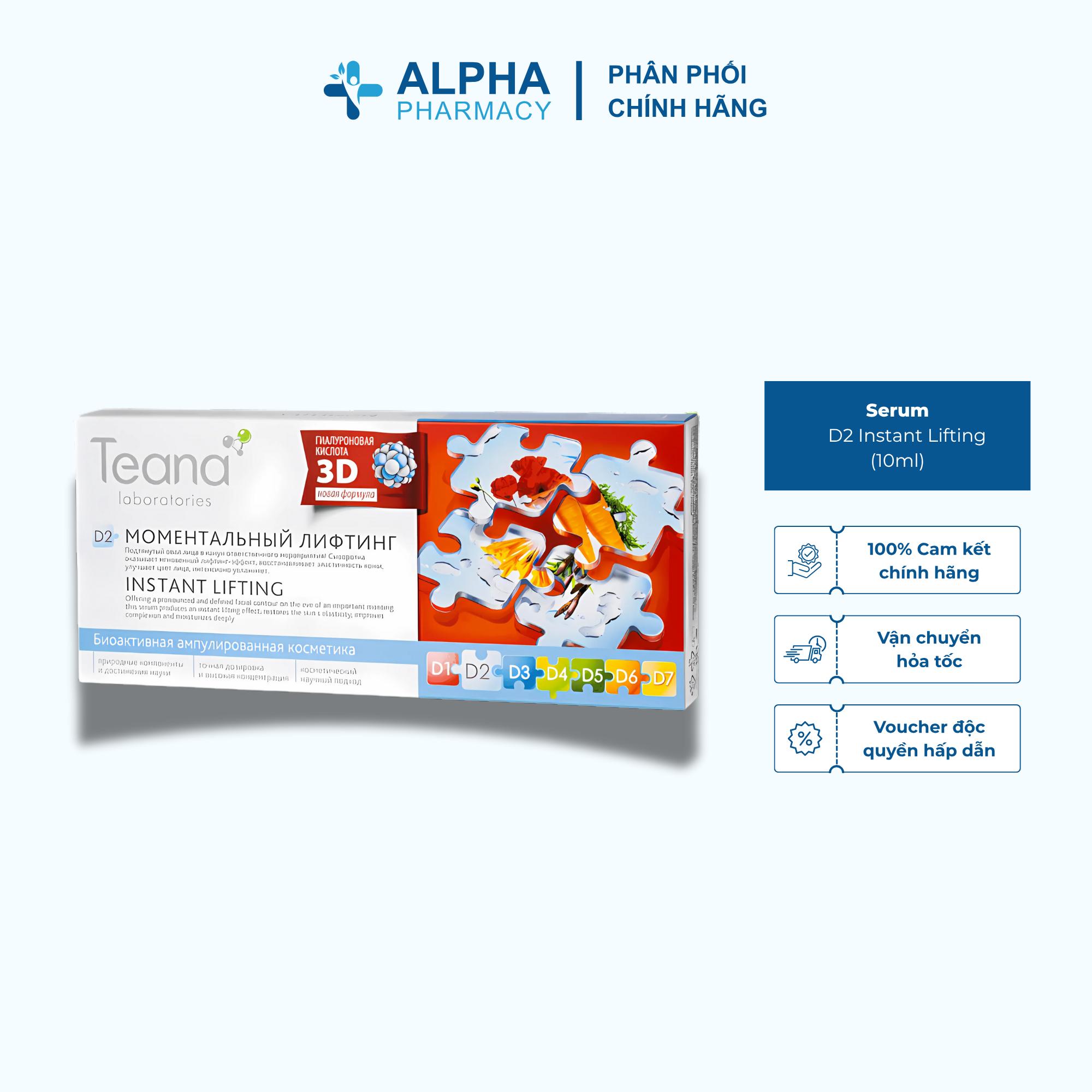 Serum Teana D2 Instant Lifting Nâng Cơ Căng Da Tức Thì Cho Mọi Loại Da - 20ml (2ml x 10 ống)