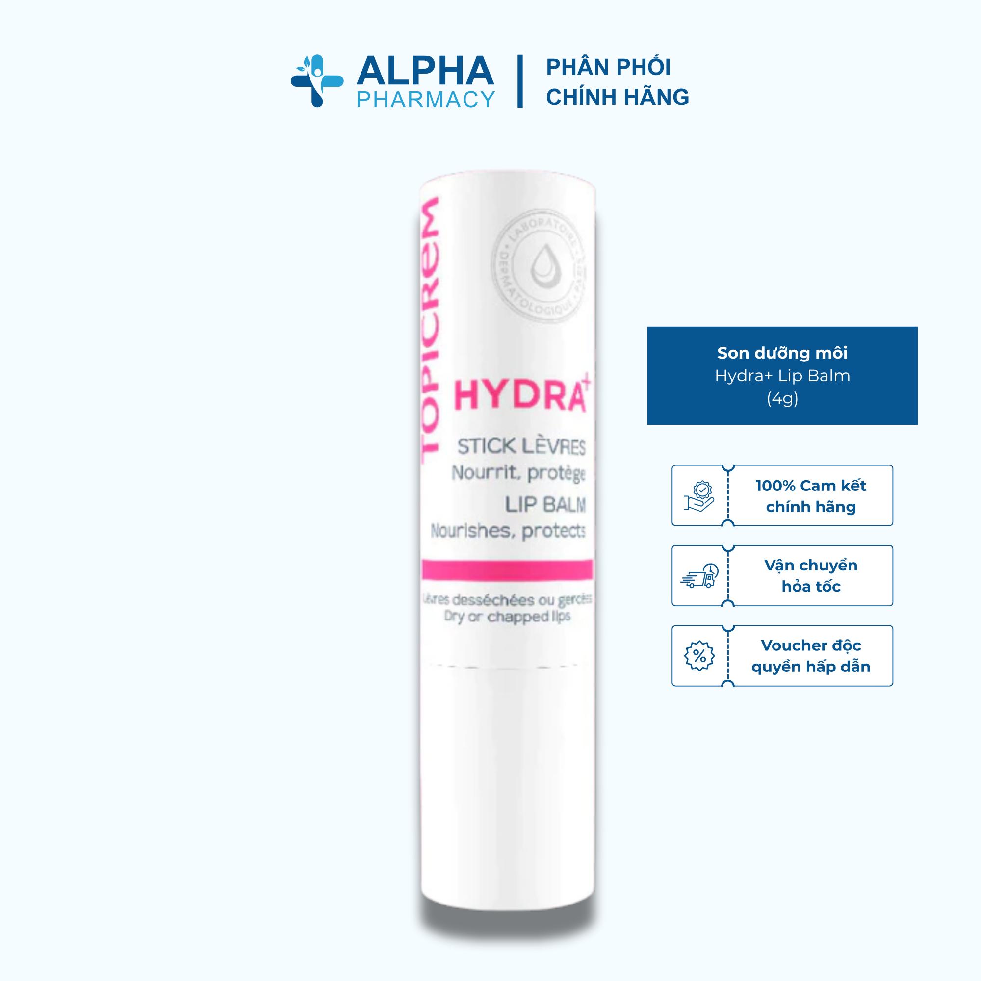 Son Dưỡng Ẩm Môi Topicrem Hydra+ Lip Balm Cho Da Nhạy Cảm Và Da Mất Nước - 4g