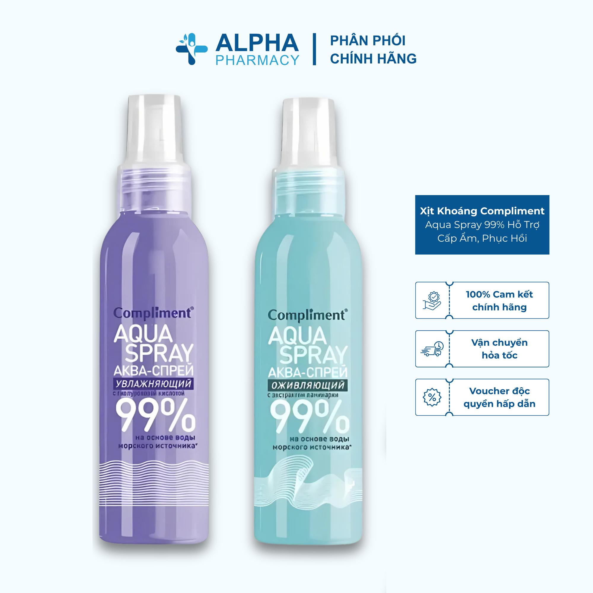 Xịt Khoáng Compliment Aqua Spray 99% Hỗ Trợ Cấp Ẩm, Phục Hồi