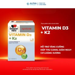 Alternative view of Viên Uống Doppelherz Vitamin D3 + K2 Hỗ Trợ Tăng Cường Hấp Thu Canxi, Giảm Nguy Cơ Loãng Xương – Hộp 30 Viên