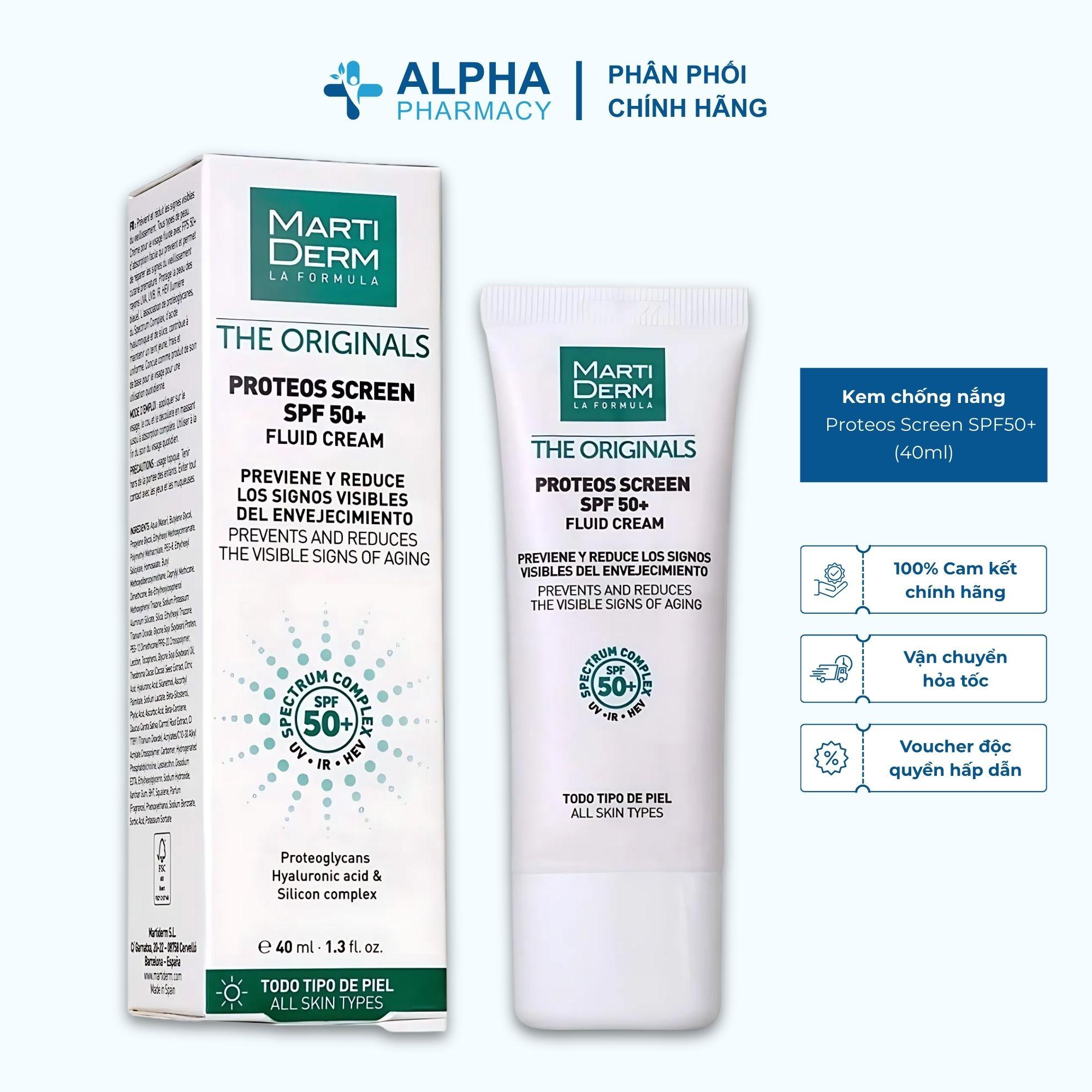 Kem Chống Nắng Phổ Rộng Ngừa Lão Hóa MartiDerm The Originals Proteos Screen SPF50+ – 40ml