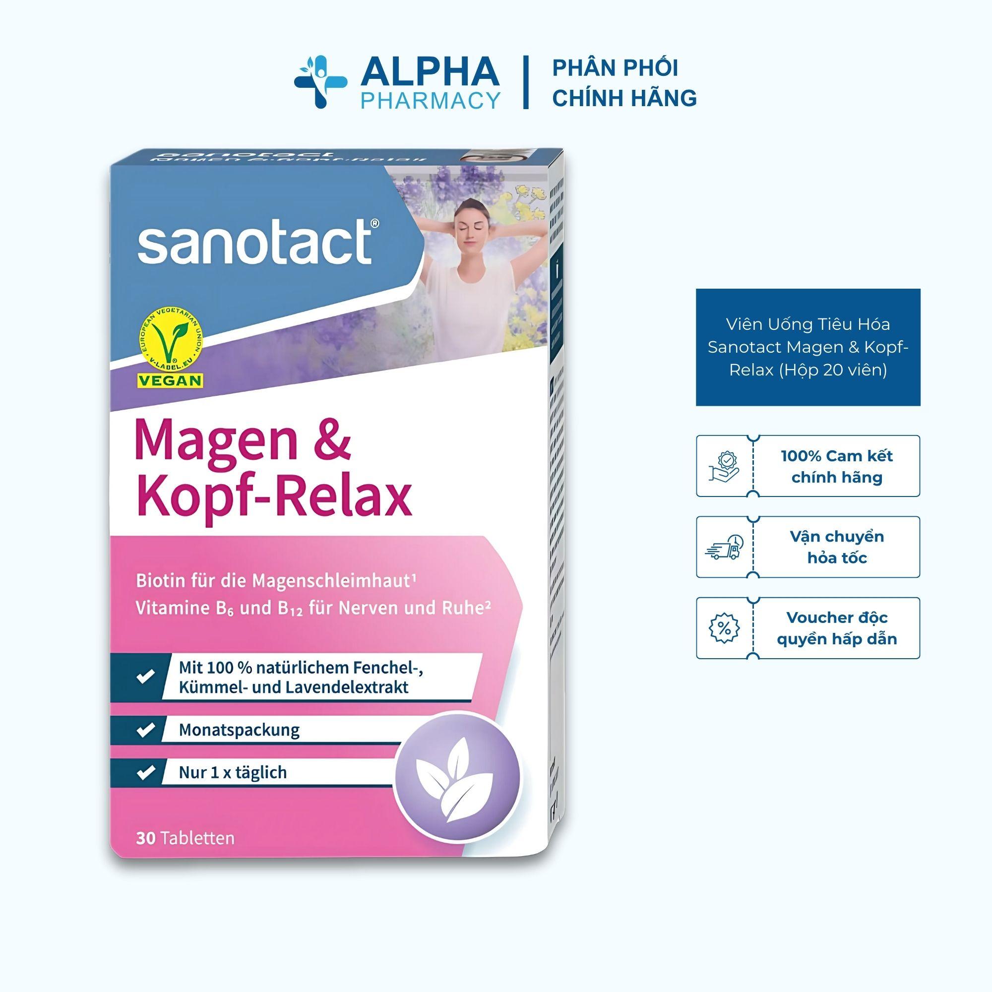 Viên Uống Hỗ Trợ Tiêu Hóa, Giảm Đầy Hơi Sanotact Magen & Kopf-Relax – Hộp 30 Viên